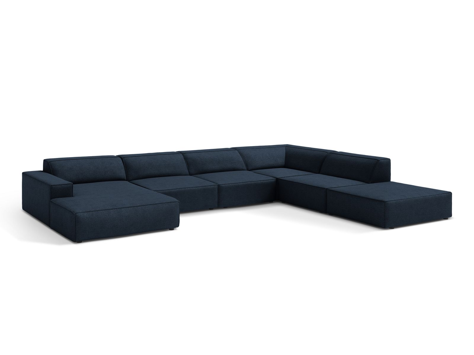Boucle Modular Panoramic Right Corner Sofa, "Jodie", 7 Seats, 361x258x77