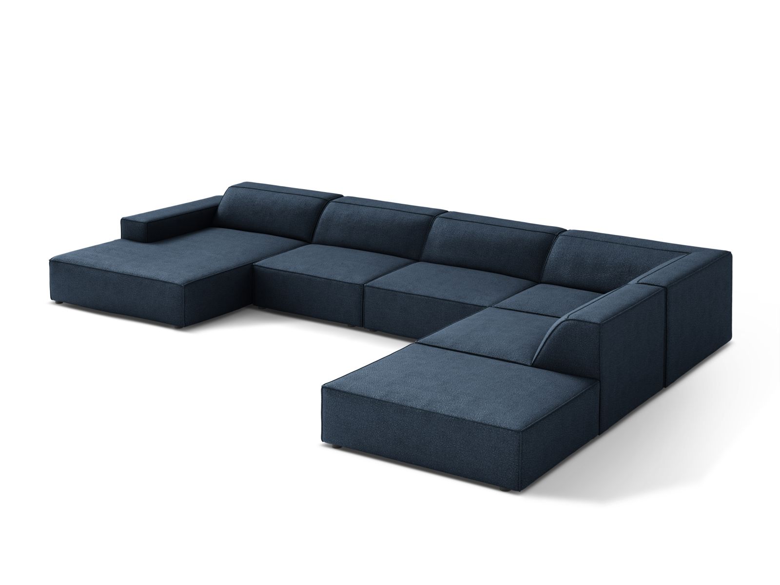 Boucle Modular Panoramic Right Corner Sofa, "Jodie", 7 Seats, 361x258x77