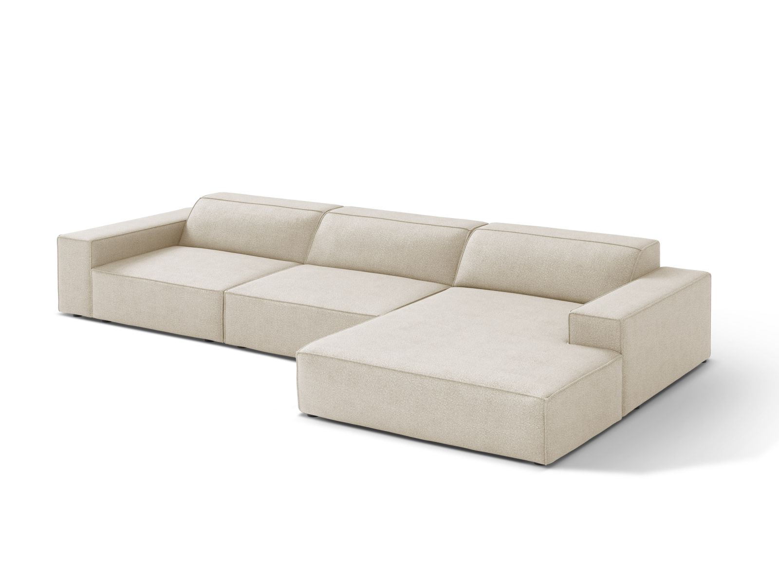 Boucle Modular Right Corner Sofa, "Jodie", 4 Seats, 284x162x77