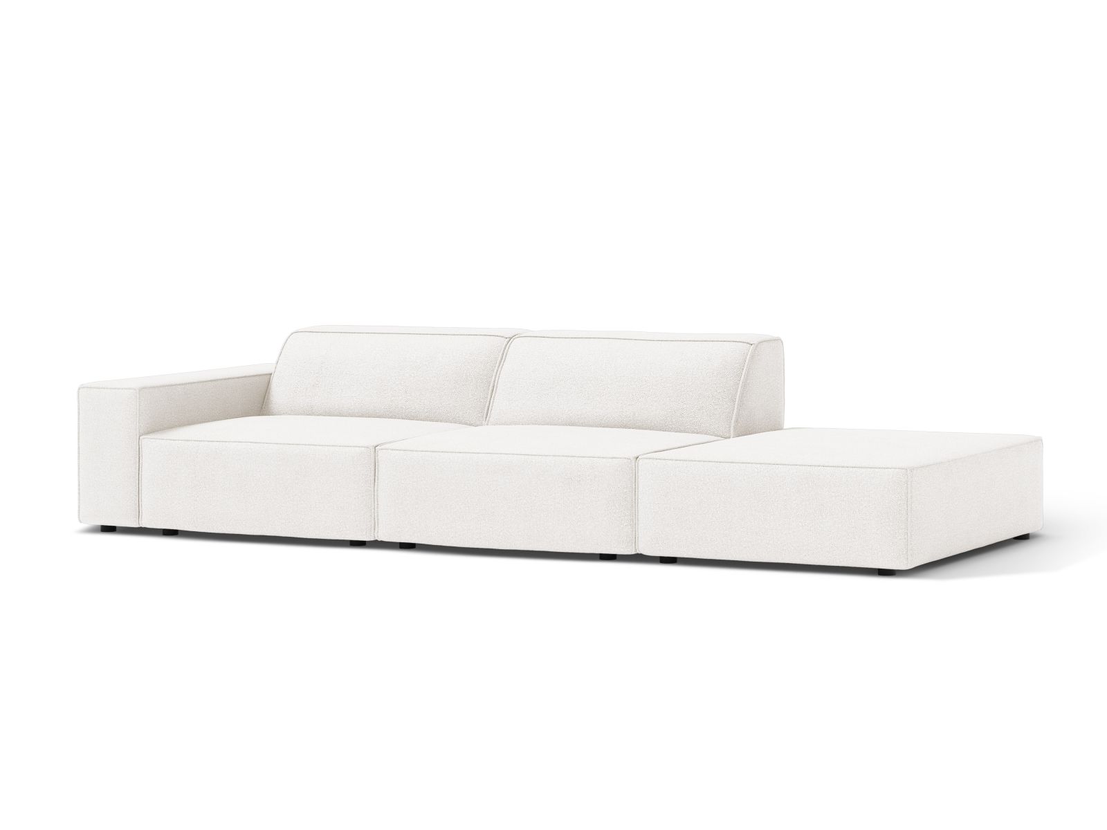 Boucle Modular Right Open Sofa, "Jodie", 3 Seats, 262x99x77