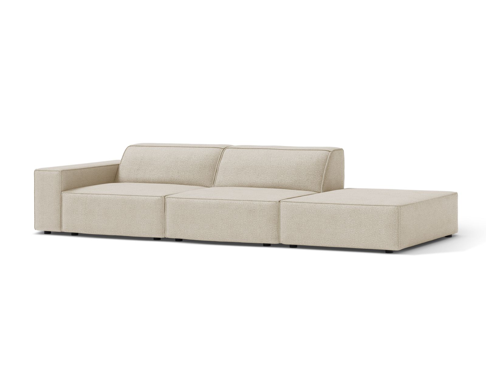Boucle Modular Right Open Sofa, "Jodie", 3 Seats, 262x99x77