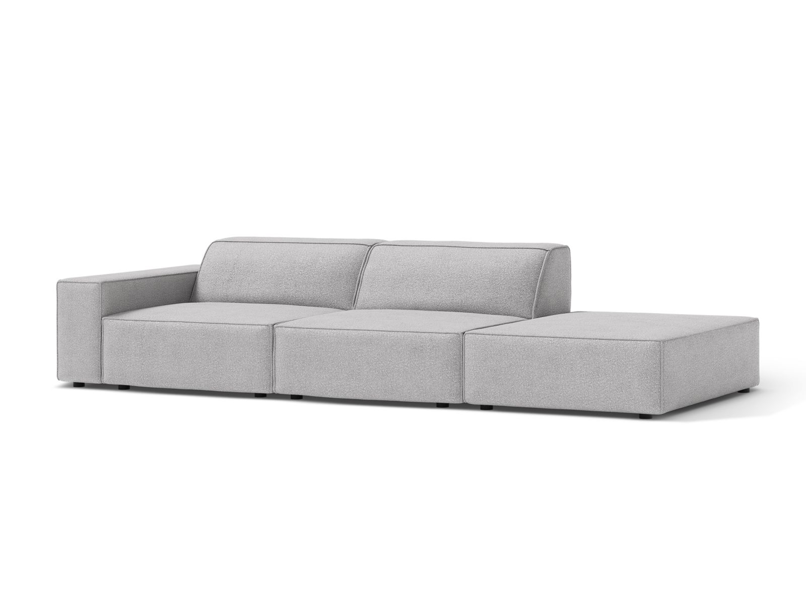 Boucle Modular Right Open Sofa, "Jodie", 3 Seats, 262x99x77