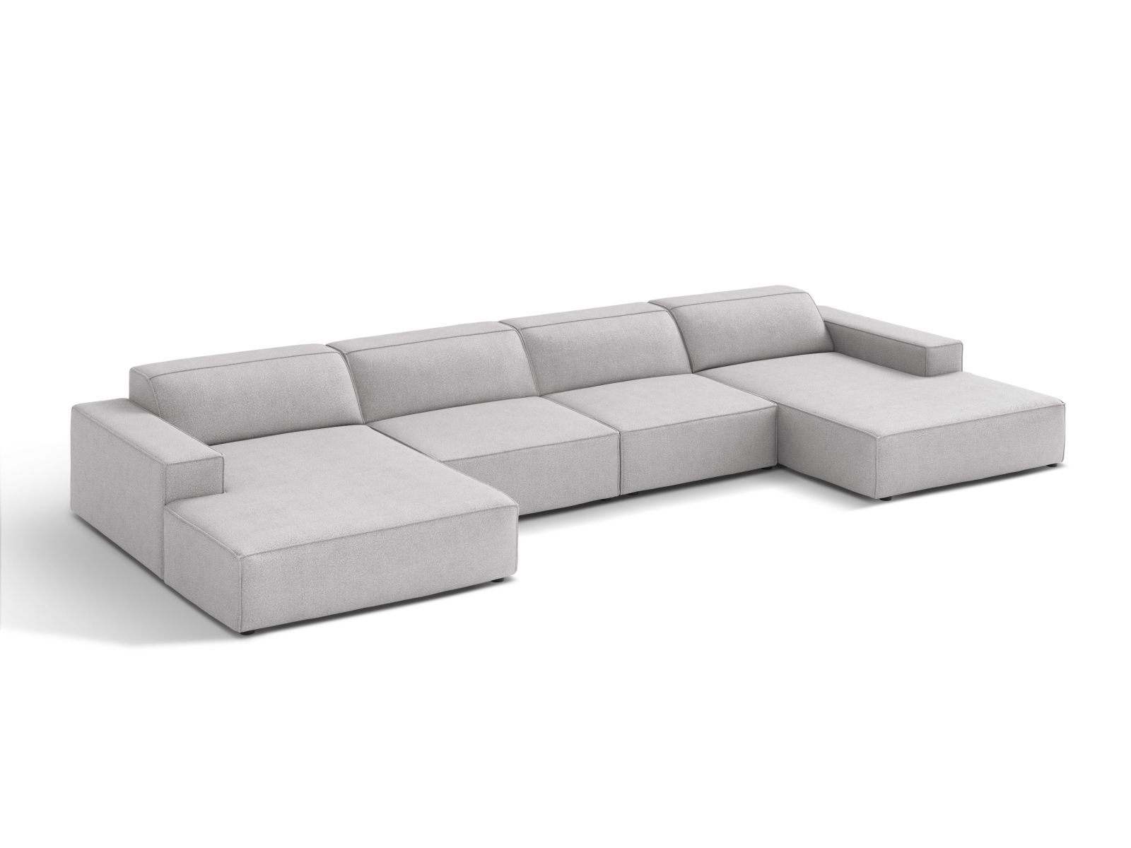 Boucle Modular Panoramic Sofa, "Jodie", 6 Seats, 364x162x77