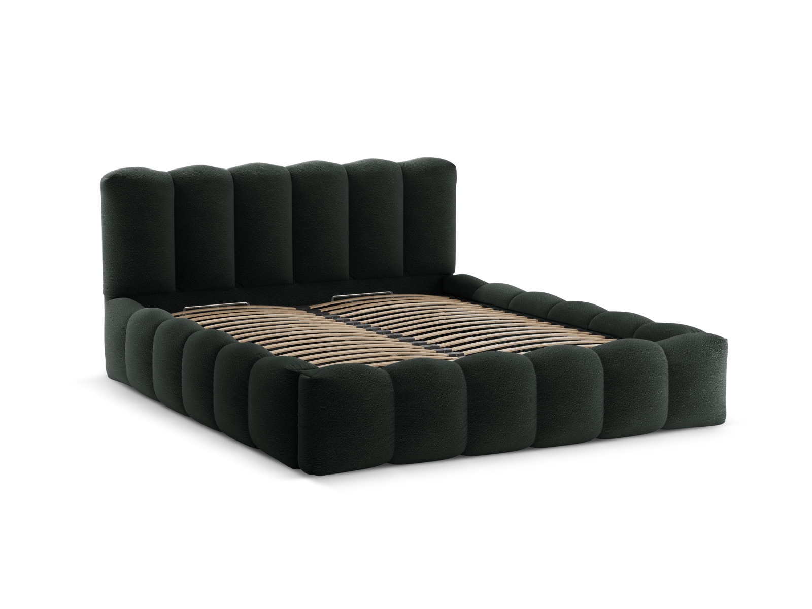Boucle Storage Bed with Headboard, "Lupine", 186x226x95