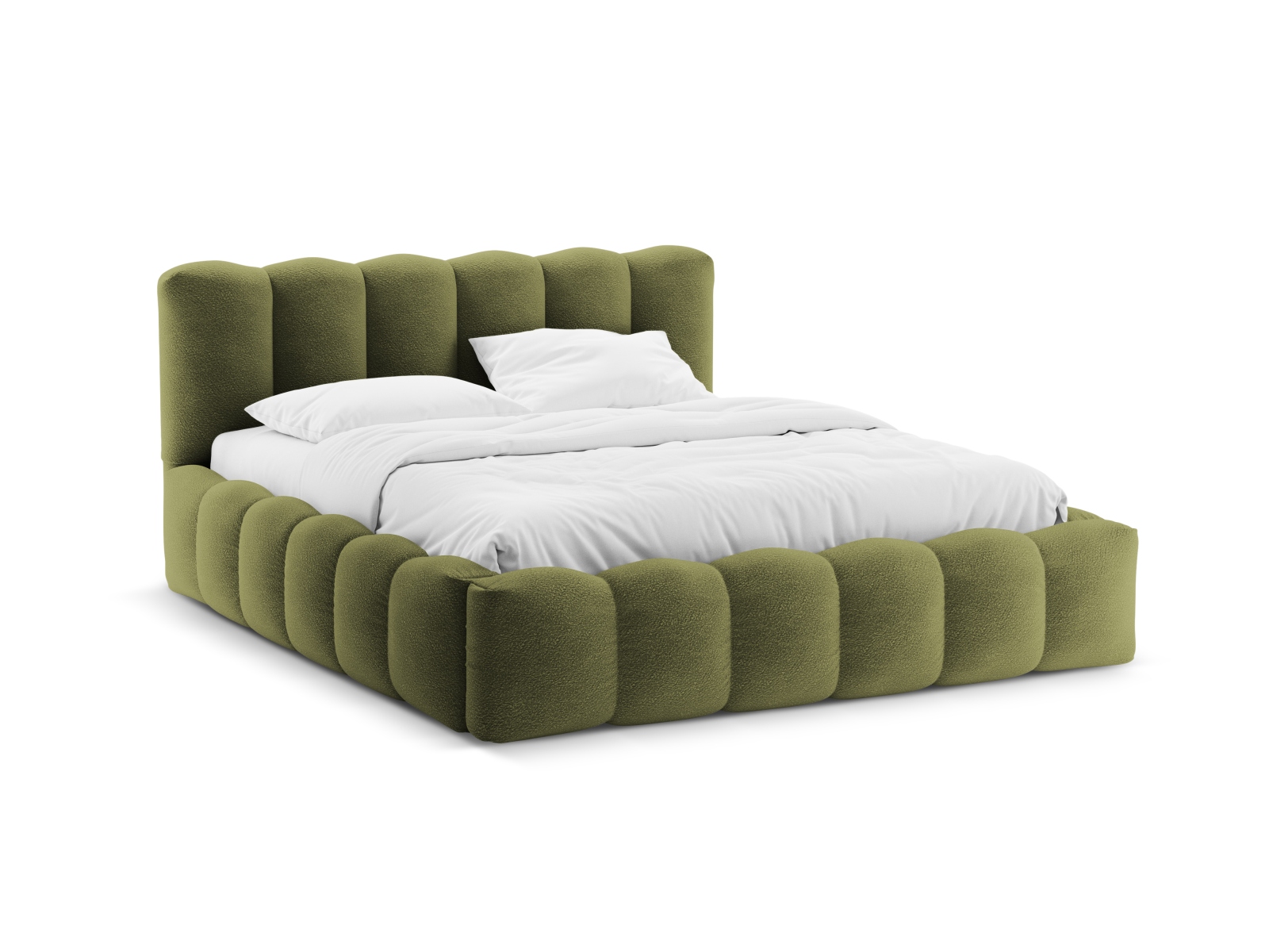 Boucle Storage Bed with Headboard, "Lupine", 186x226x95