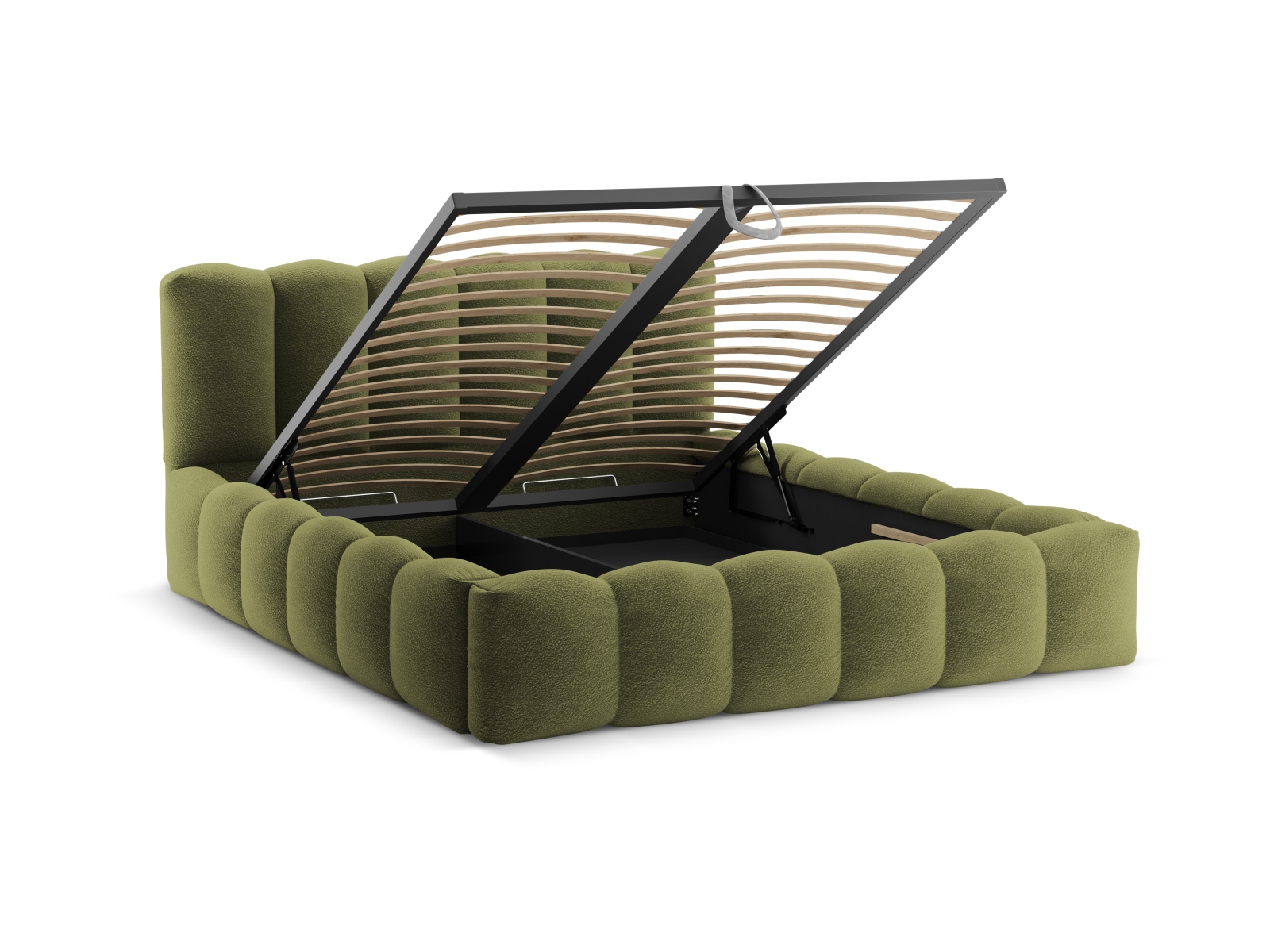Boucle Storage Bed with Headboard, "Lupine", 186x226x95