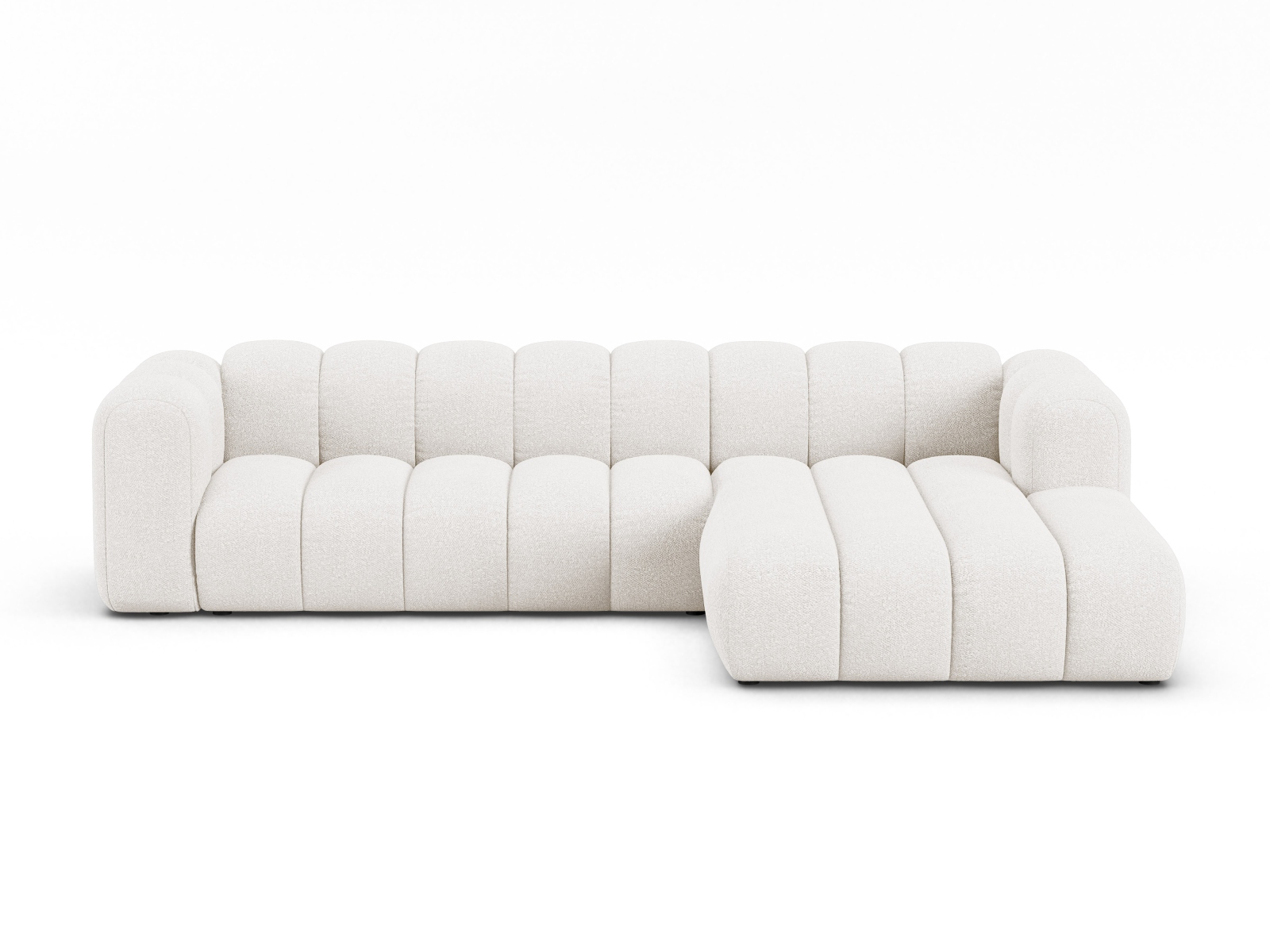 Boucle Modular Right Corner Sofa, "Lupine", 4 Seats, 290x177x70