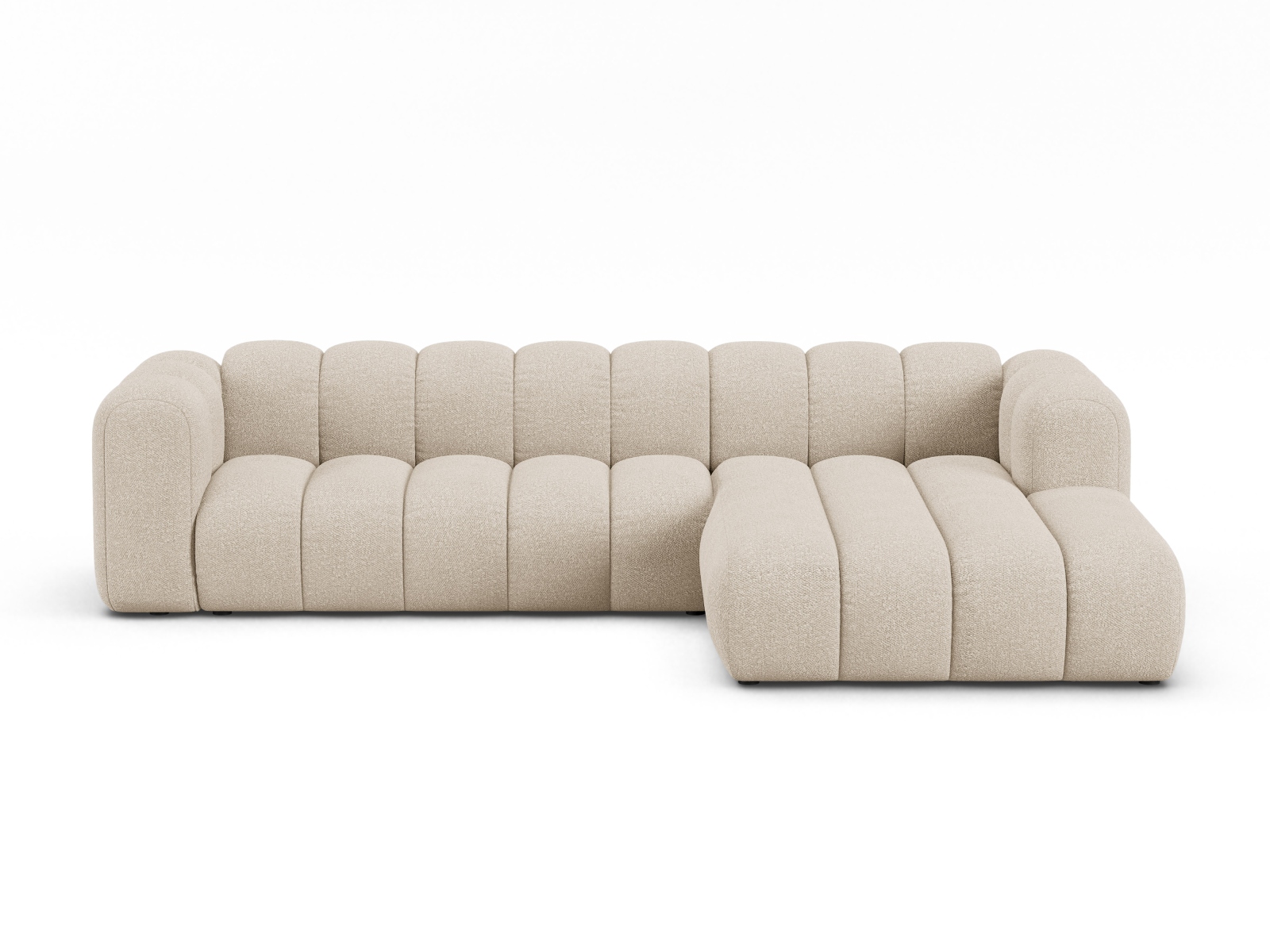 Boucle Modular Right Corner Sofa, "Lupine", 4 Seats, 290x177x70