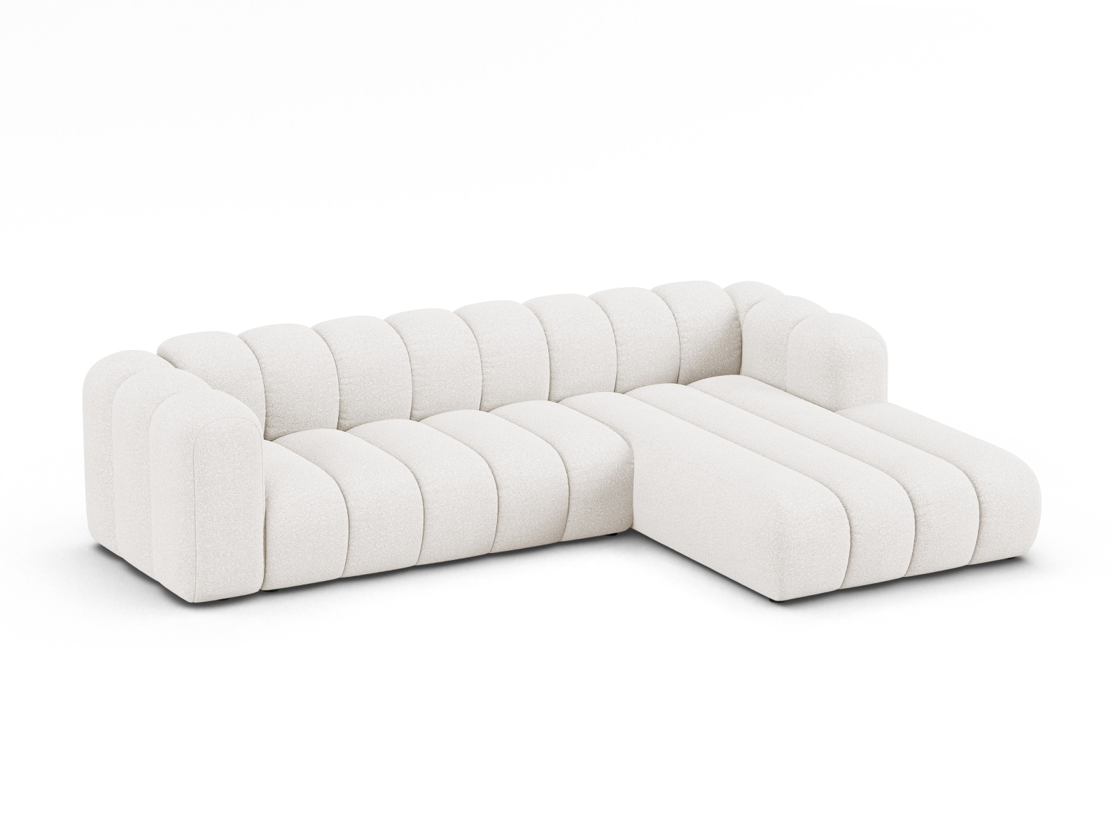 Boucle Modular Right Corner Sofa, "Lupine", 4 Seats, 290x177x70