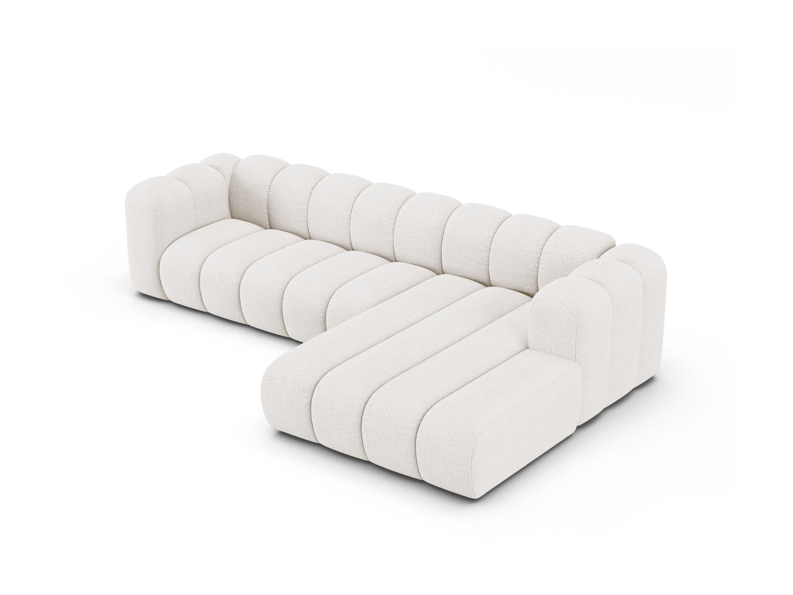 Boucle Modular Right Corner Sofa, "Lupine", 4 Seats, 290x177x70