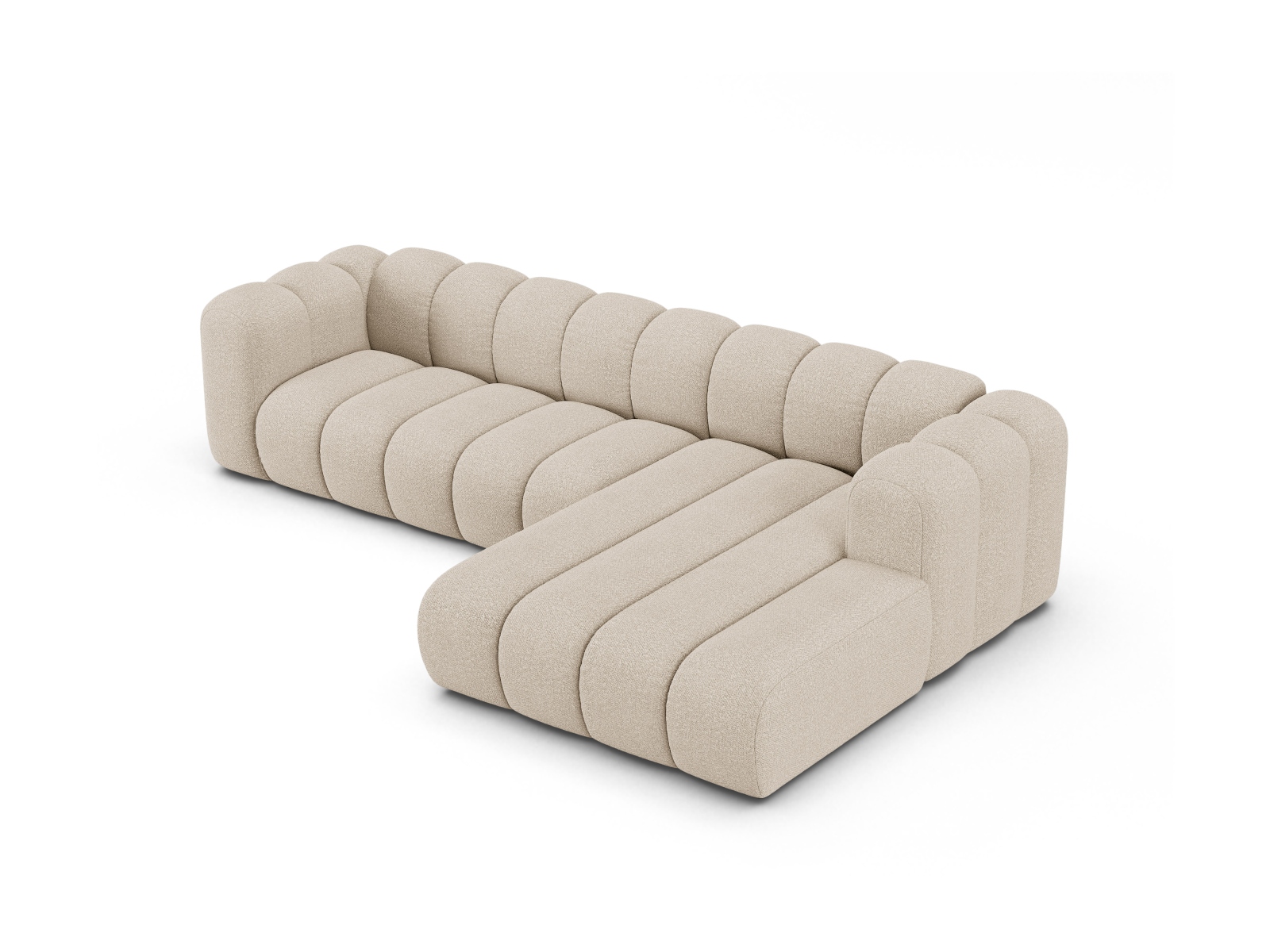 Boucle Modular Right Corner Sofa, "Lupine", 4 Seats, 290x177x70