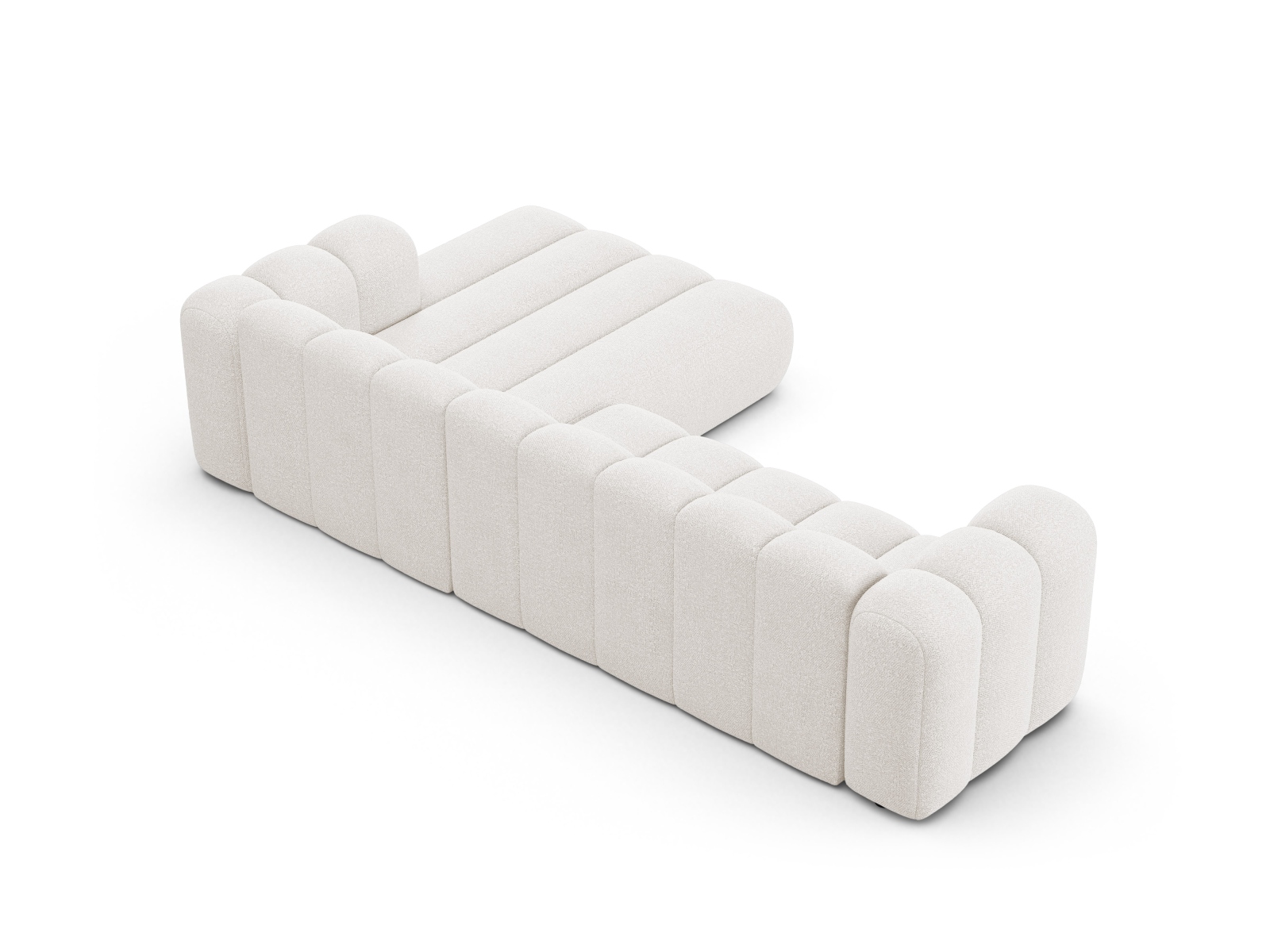 Boucle Modular Right Corner Sofa, "Lupine", 4 Seats, 290x177x70