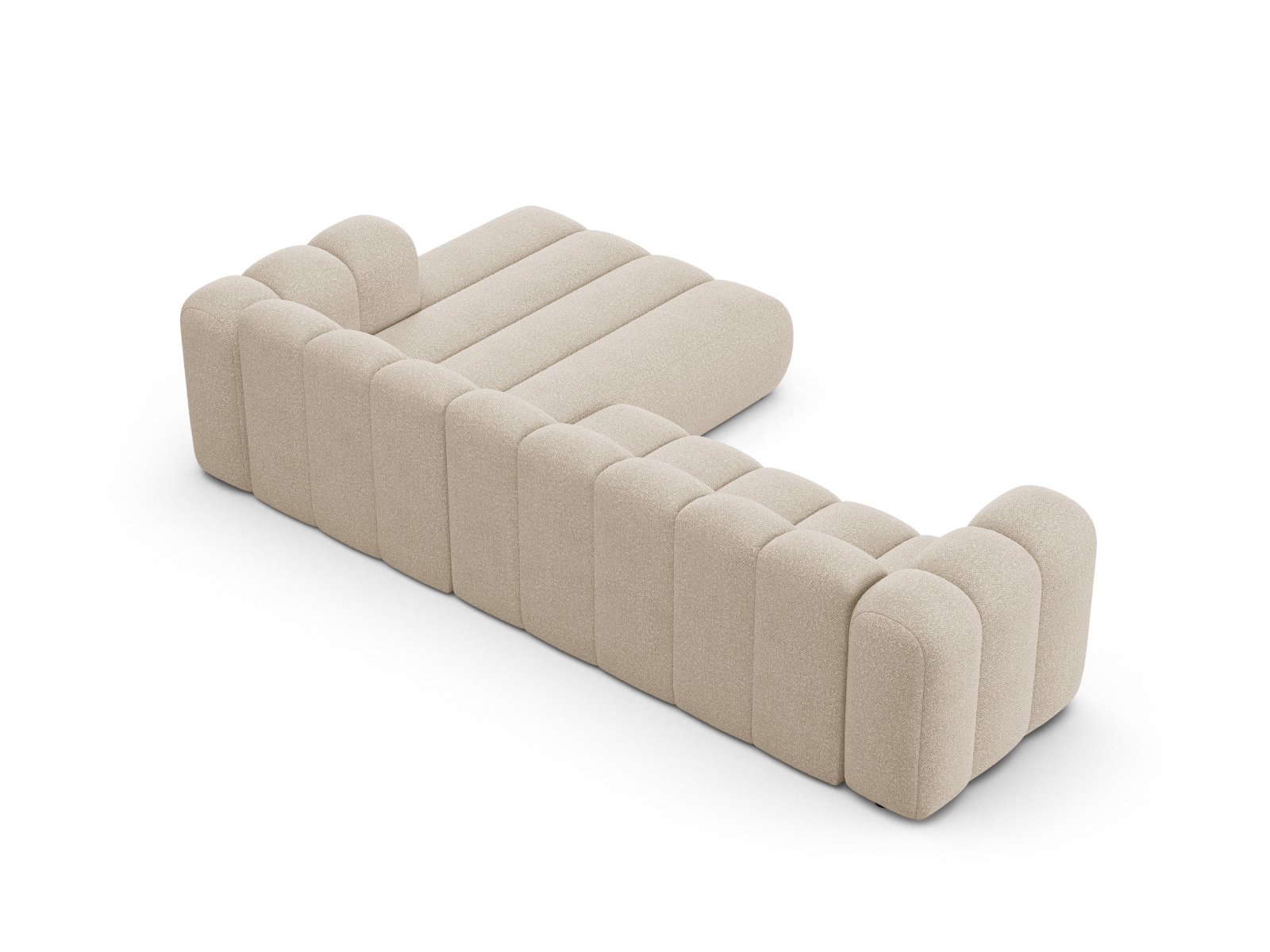 Boucle Modular Right Corner Sofa, "Lupine", 4 Seats, 290x177x70