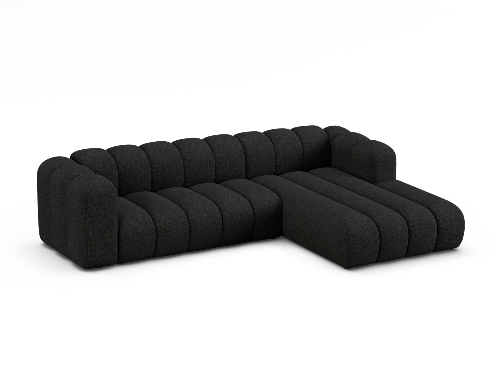Boucle Modular Right Corner Sofa, "Lupine", 4 Seats, 290x177x70