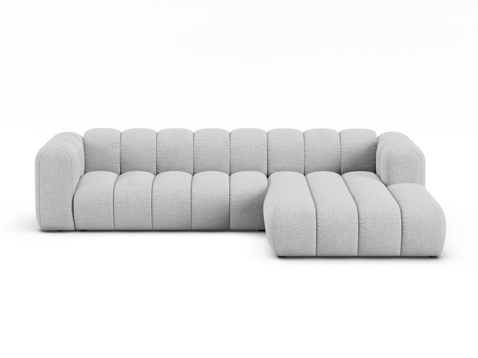 Boucle Modular Right Corner Sofa, "Lupine", 4 Seats, 290x177x70