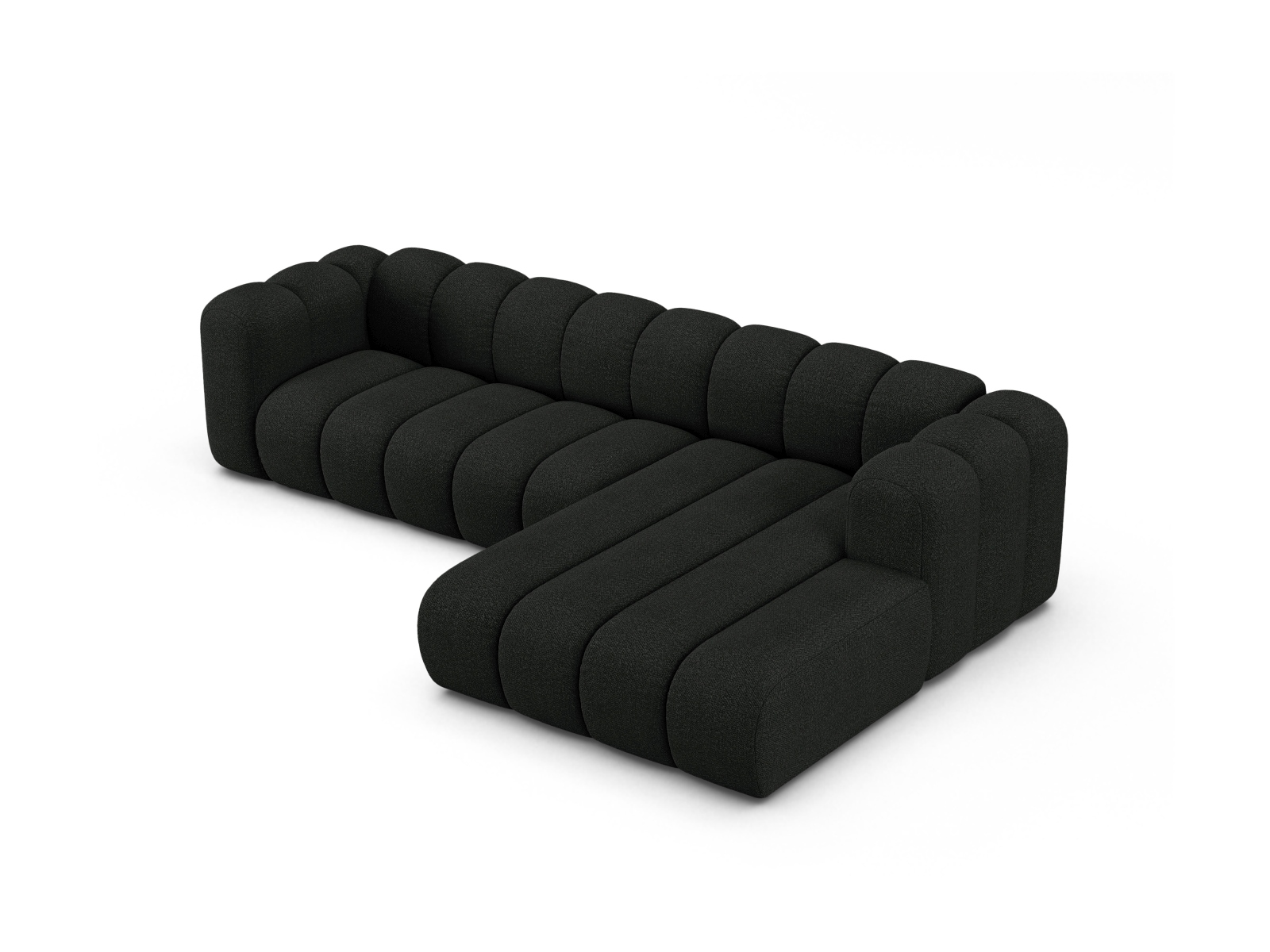Boucle Modular Right Corner Sofa, "Lupine", 4 Seats, 290x177x70