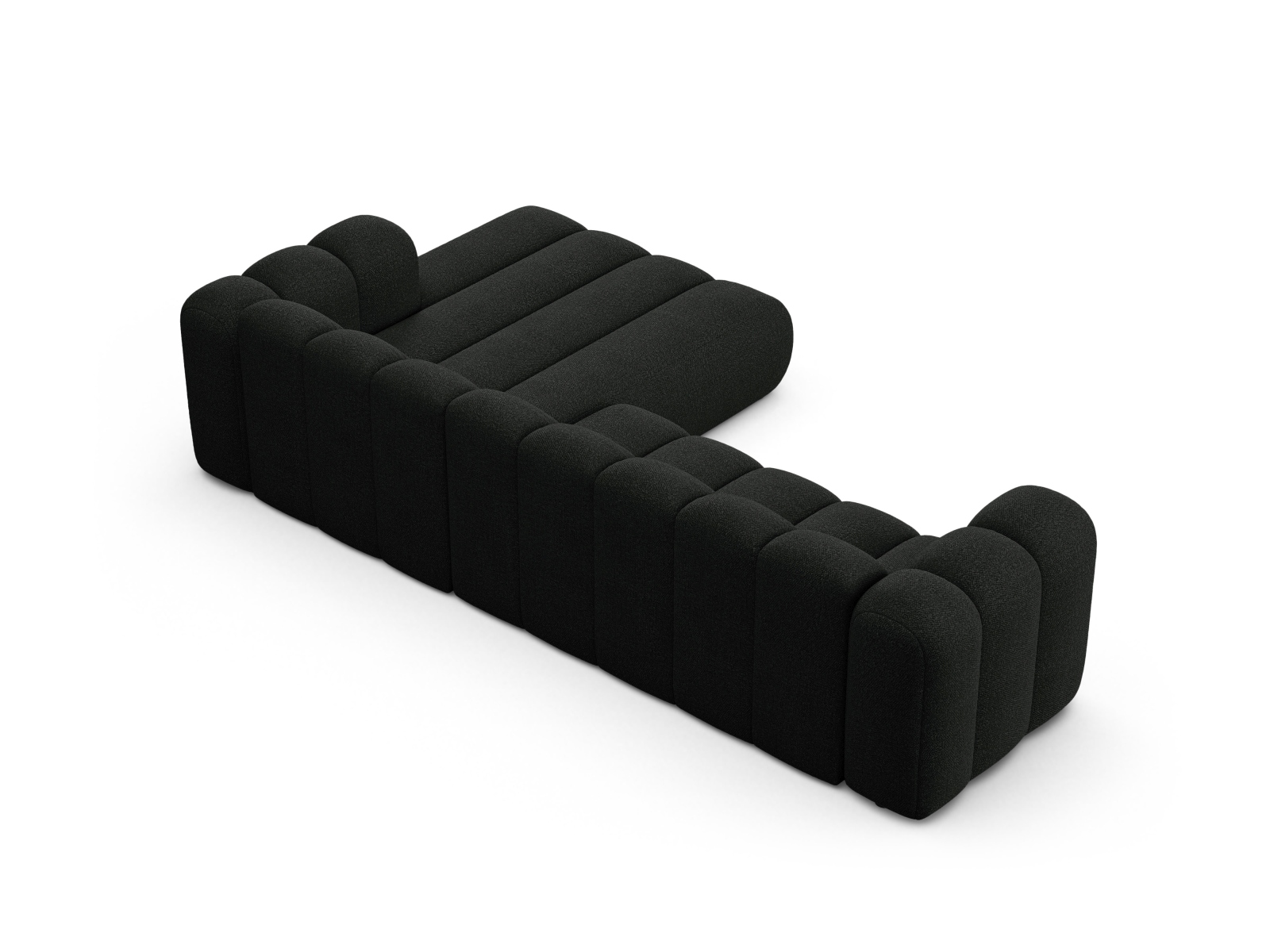 Boucle Modular Right Corner Sofa, "Lupine", 4 Seats, 290x177x70