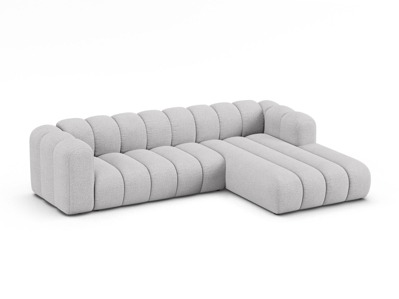 Boucle Modular Right Corner Sofa, "Lupine", 4 Seats, 290x177x70