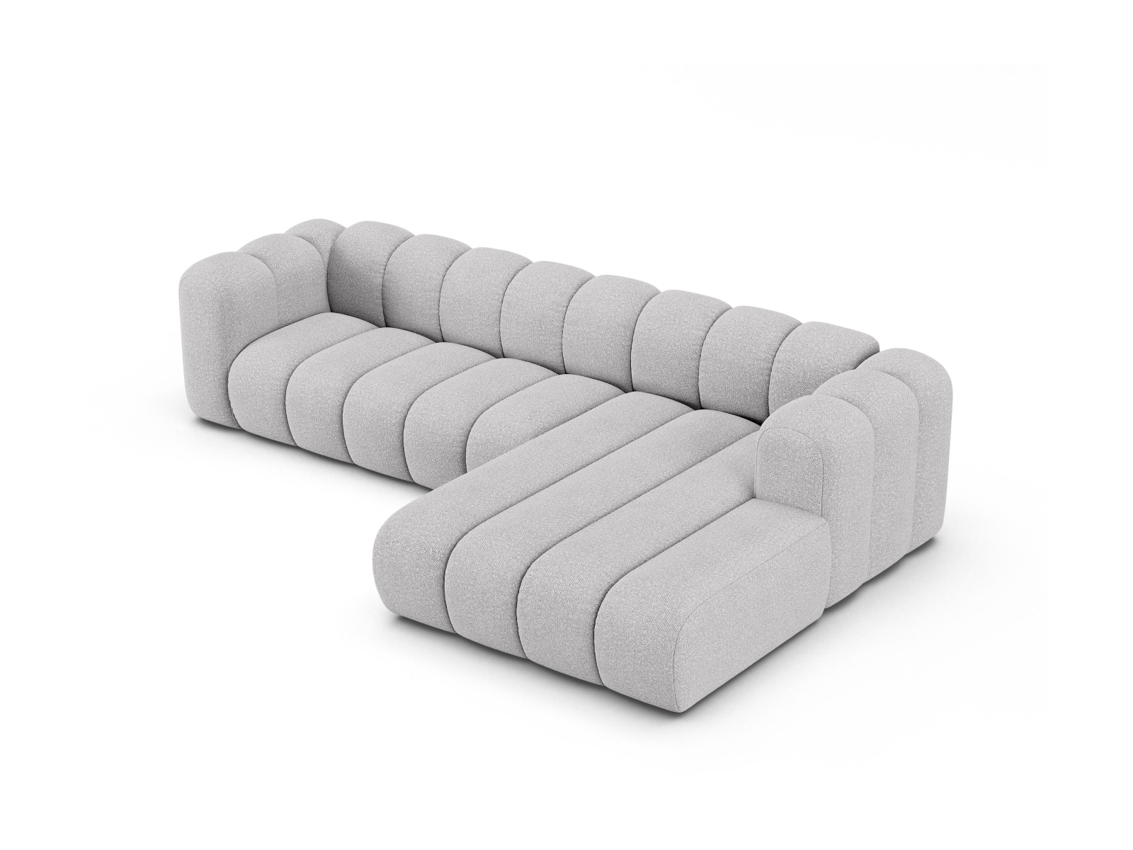 Boucle Modular Right Corner Sofa, "Lupine", 4 Seats, 290x177x70