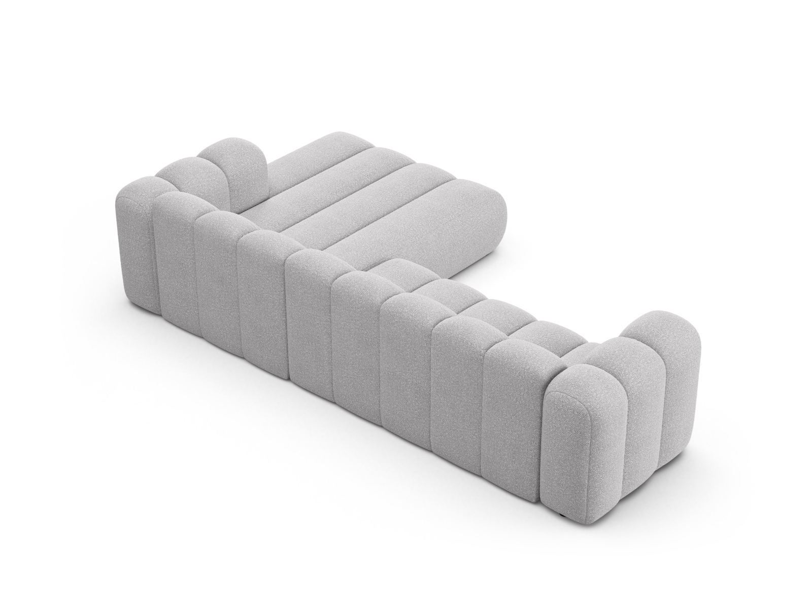 Boucle Modular Right Corner Sofa, "Lupine", 4 Seats, 290x177x70