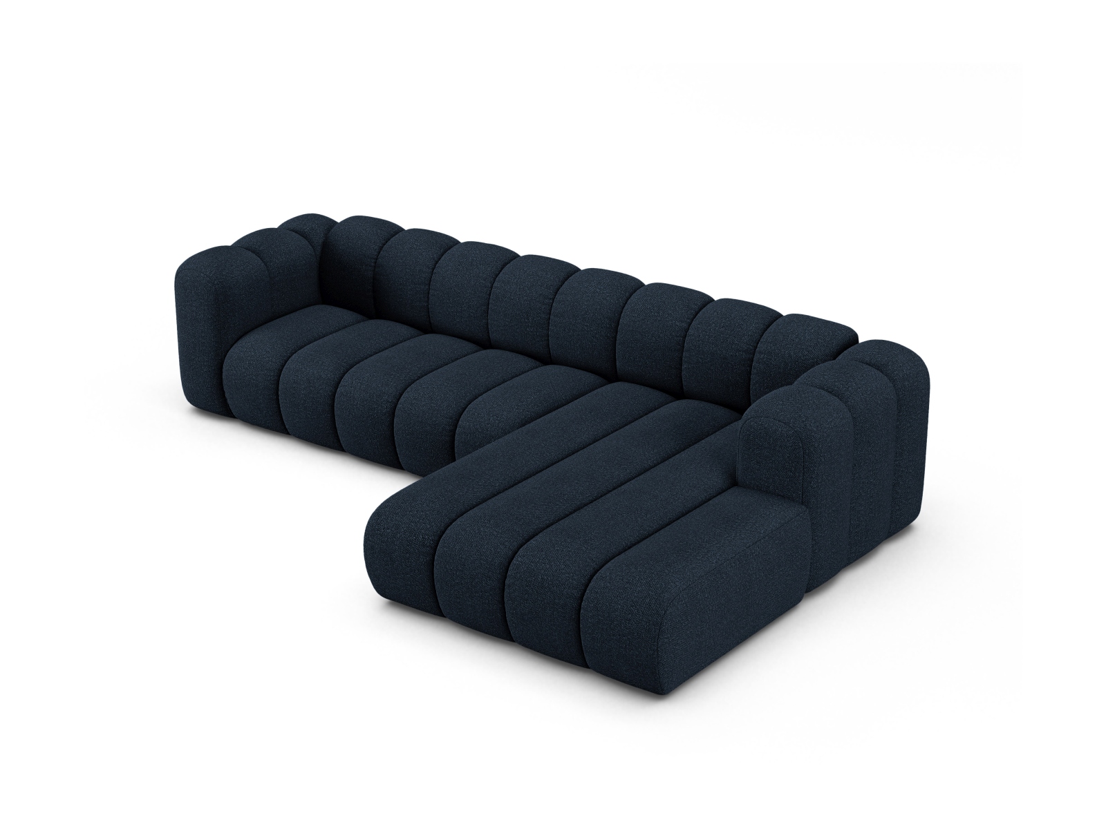 Boucle Modular Right Corner Sofa, "Lupine", 4 Seats, 290x177x70