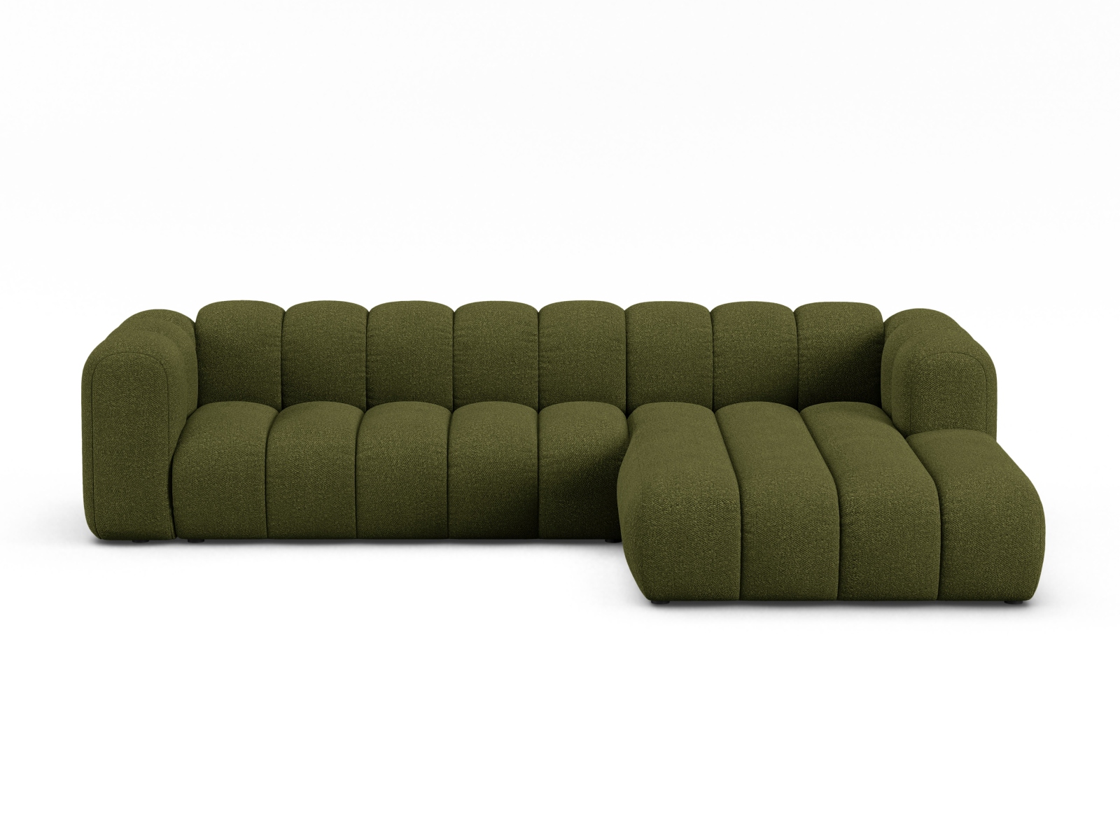 Boucle Modular Right Corner Sofa, "Lupine", 4 Seats, 290x177x70