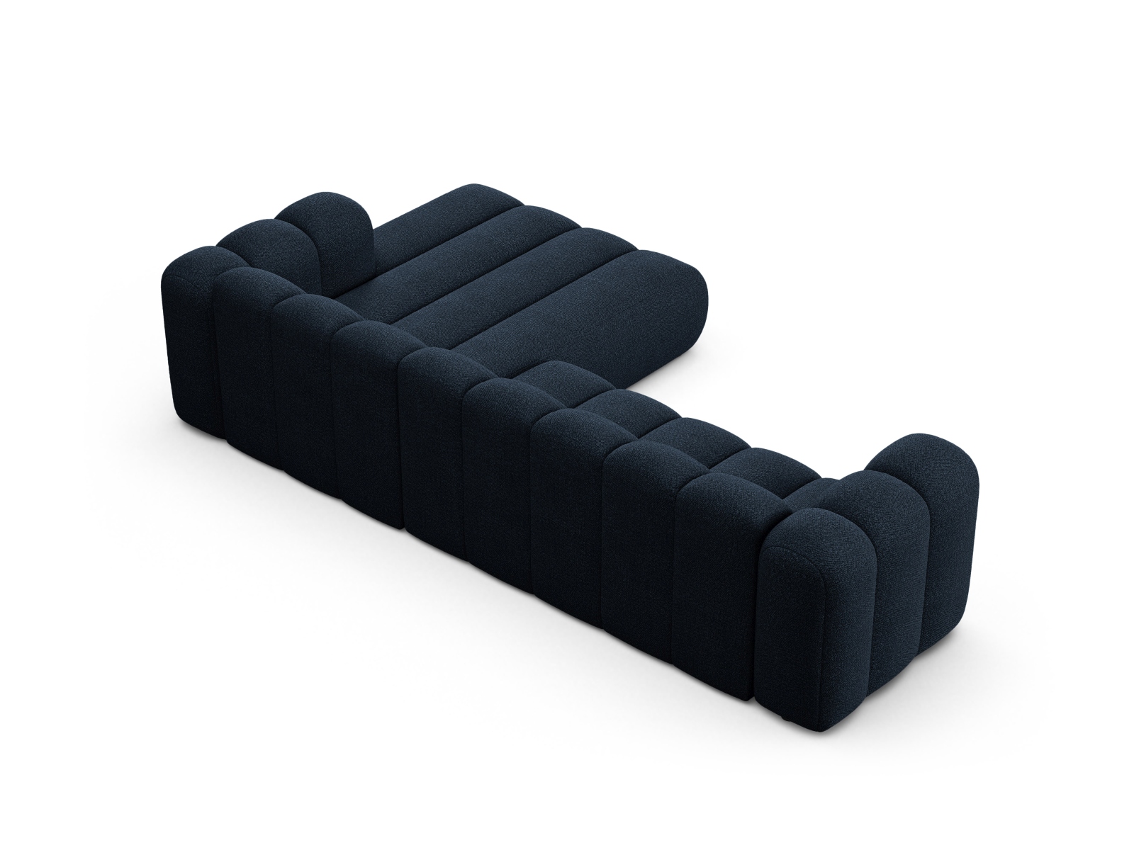 Boucle Modular Right Corner Sofa, "Lupine", 4 Seats, 290x177x70