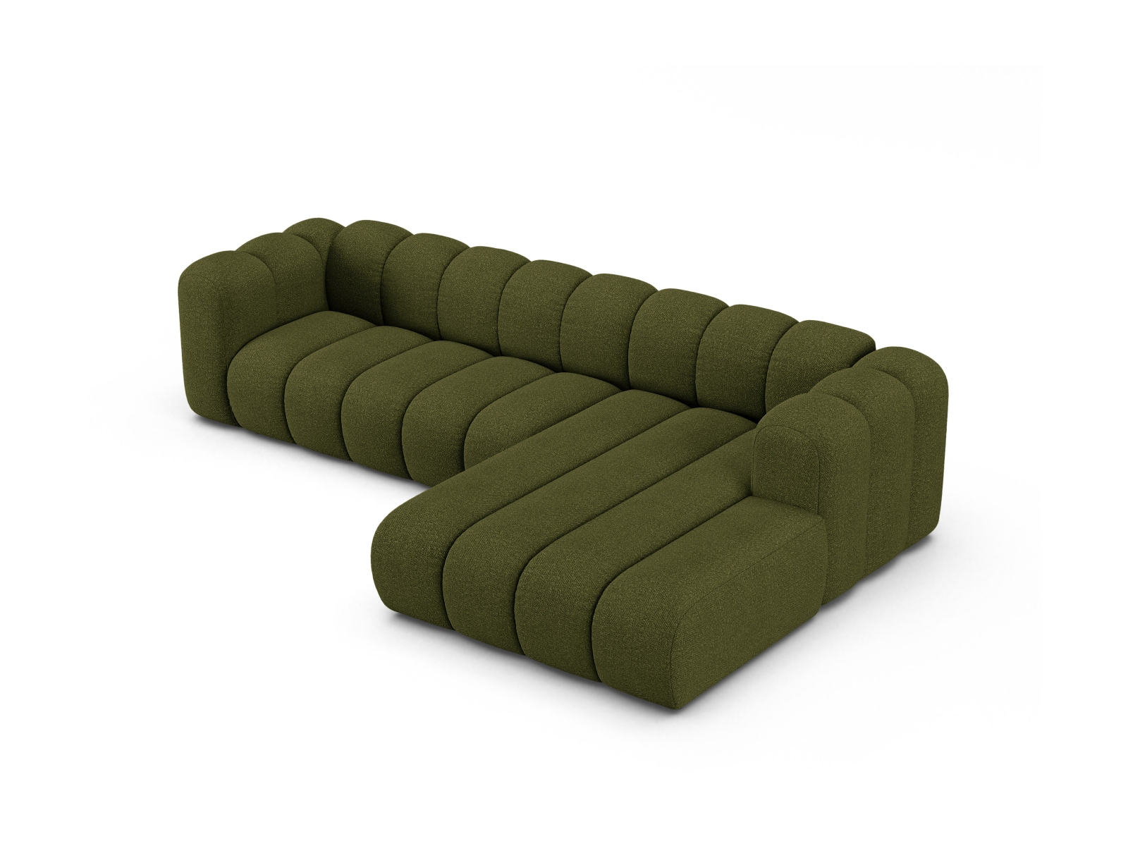 Boucle Modular Right Corner Sofa, "Lupine", 4 Seats, 290x177x70