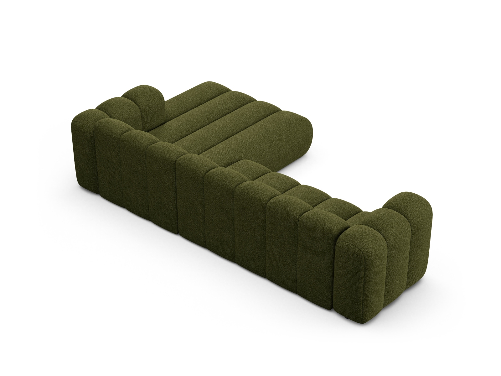 Boucle Modular Right Corner Sofa, "Lupine", 4 Seats, 290x177x70