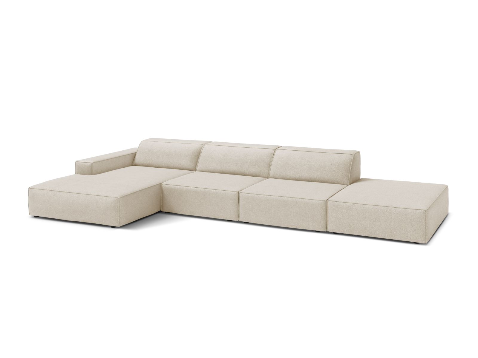 Boucle Modular Left Corner Sofa, "Jodie", 5 Seats, 341x162x77