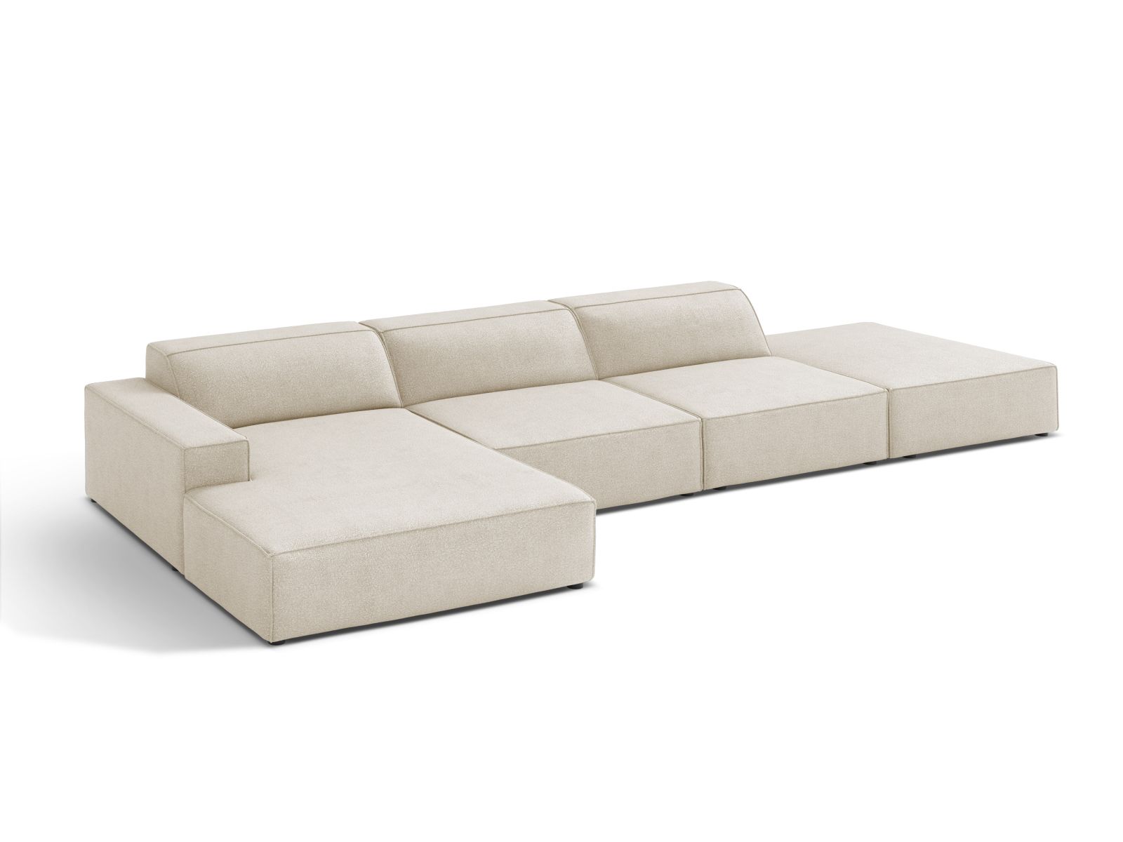 Boucle Modular Left Corner Sofa, "Jodie", 5 Seats, 341x162x77