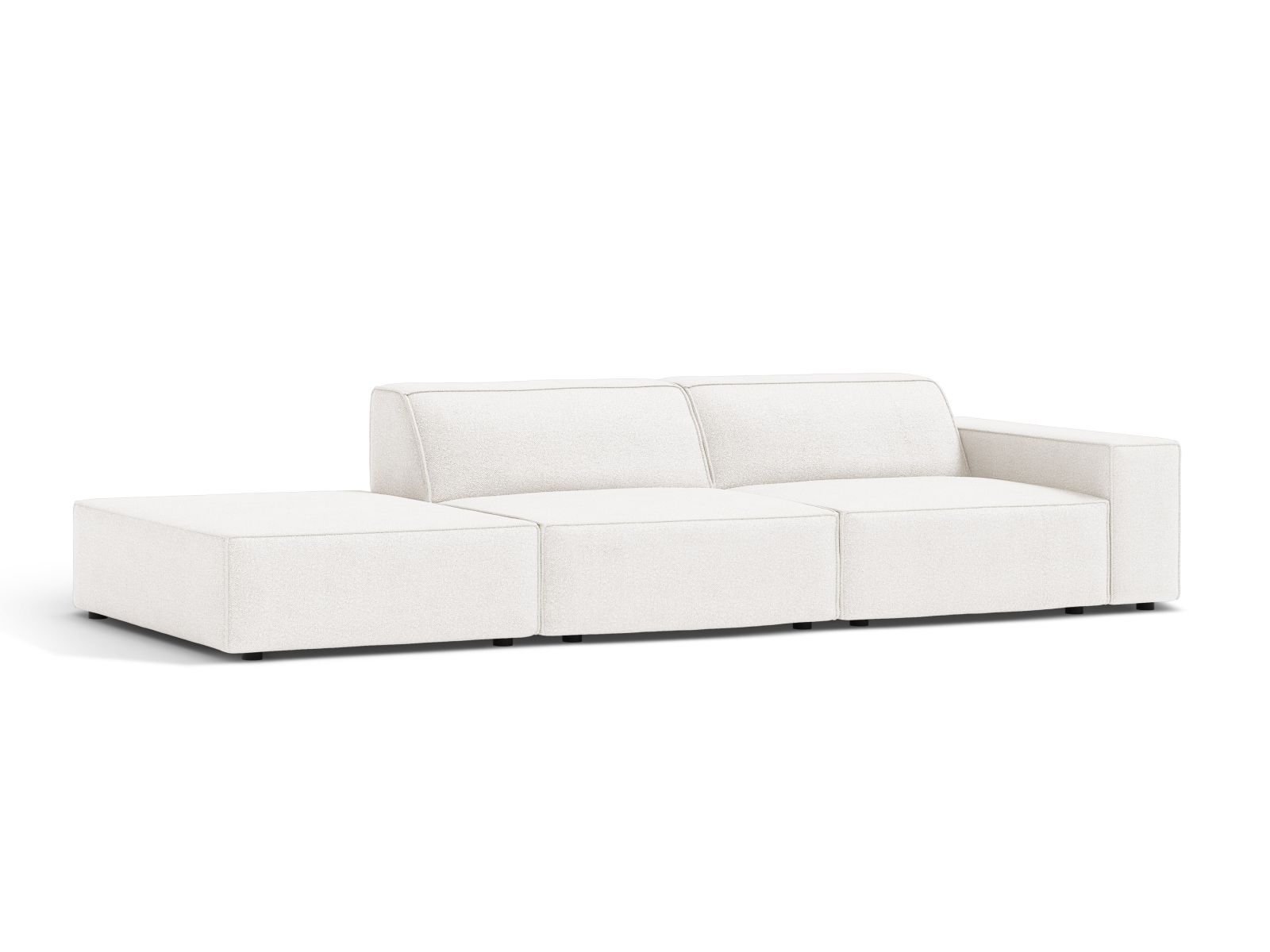 Boucle Modular Left Open Sofa, "Jodie", 3 Seats, 262x99x77