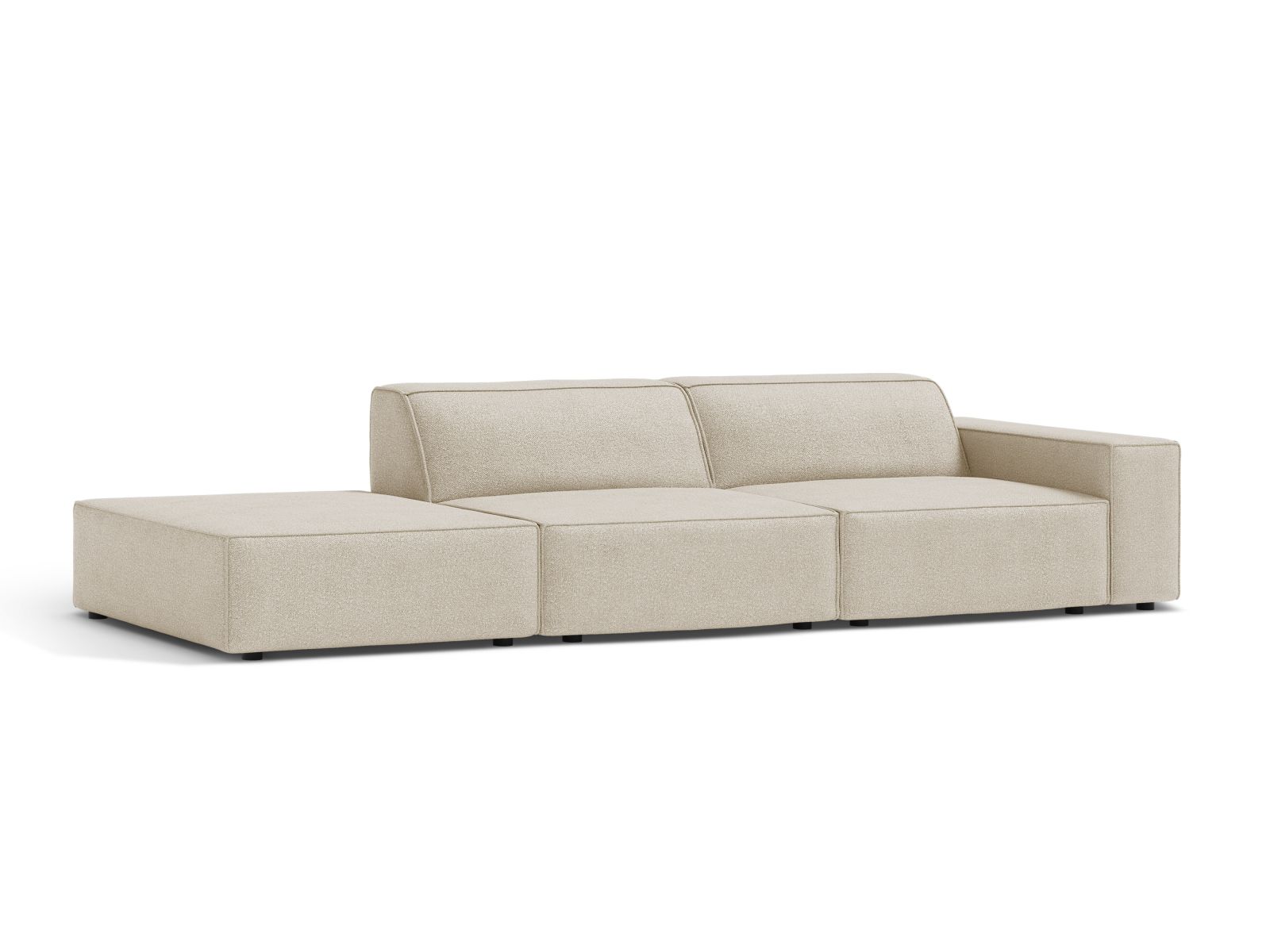 Boucle Modular Left Open Sofa, "Jodie", 3 Seats, 262x99x77
