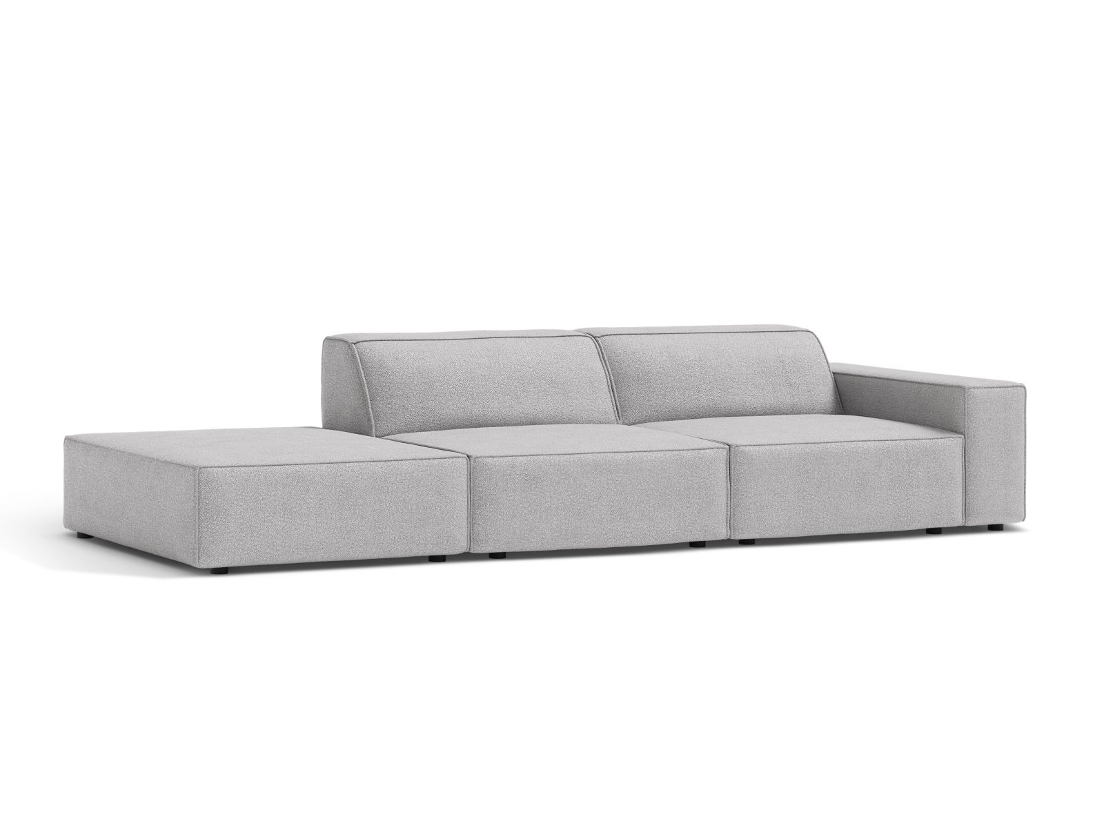 Boucle Modular Left Open Sofa, "Jodie", 3 Seats, 262x99x77
