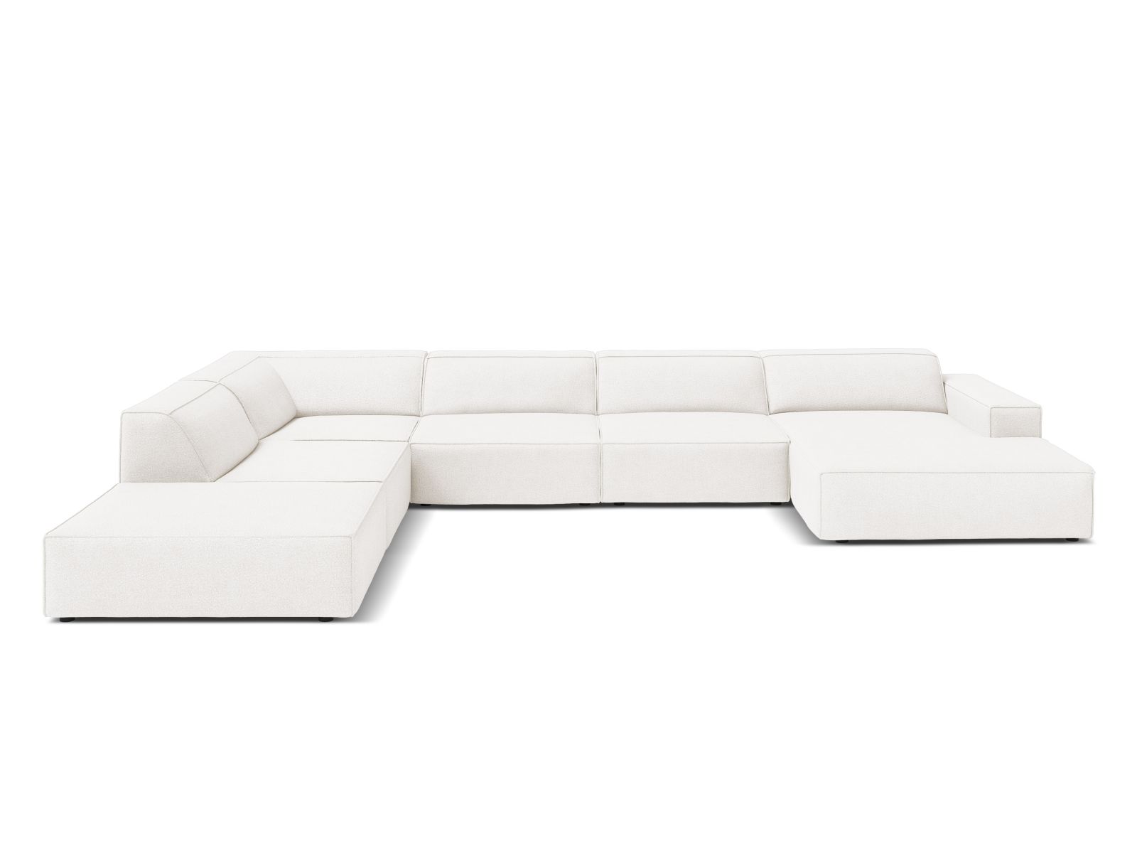 Boucle Modular Panoramic Left Corner Sofa, "Jodie", 7 Seats, 361x258x77