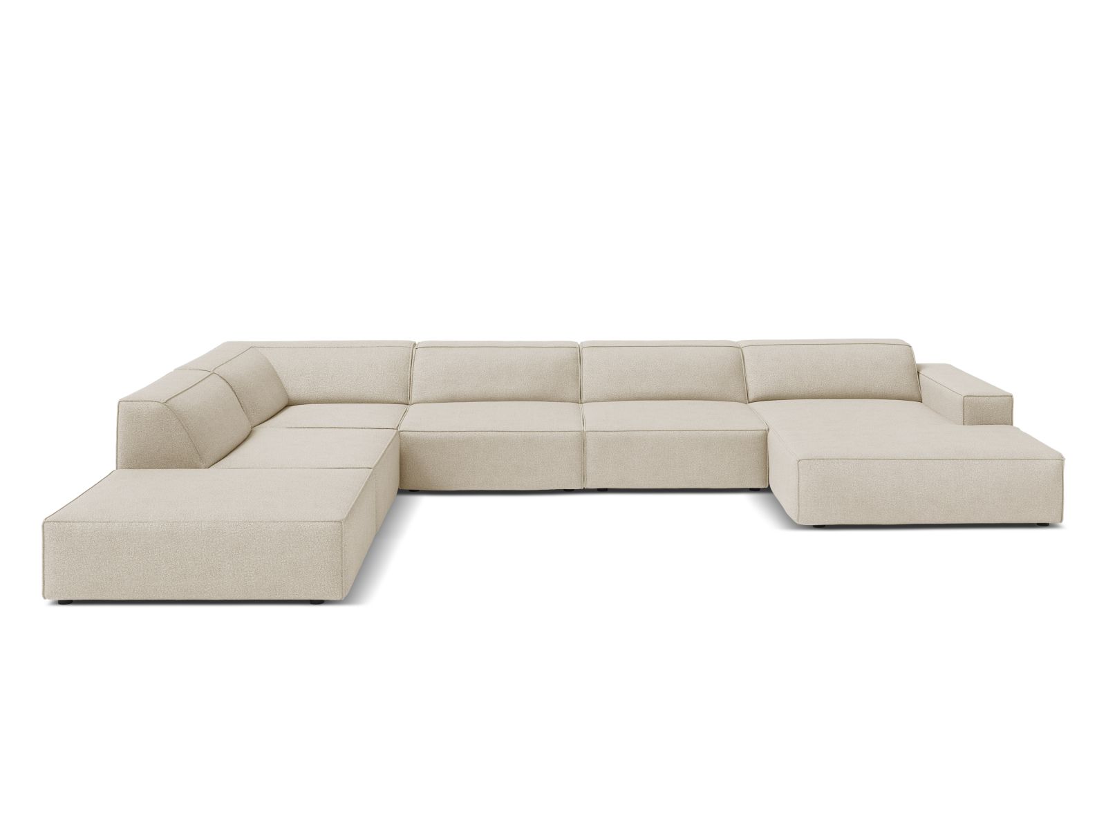 Boucle Modular Panoramic Left Corner Sofa, "Jodie", 7 Seats, 361x258x77