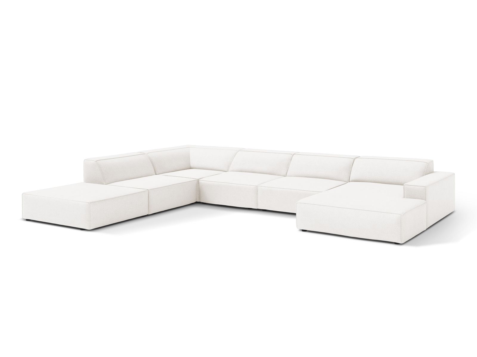 Boucle Modular Panoramic Left Corner Sofa, "Jodie", 7 Seats, 361x258x77