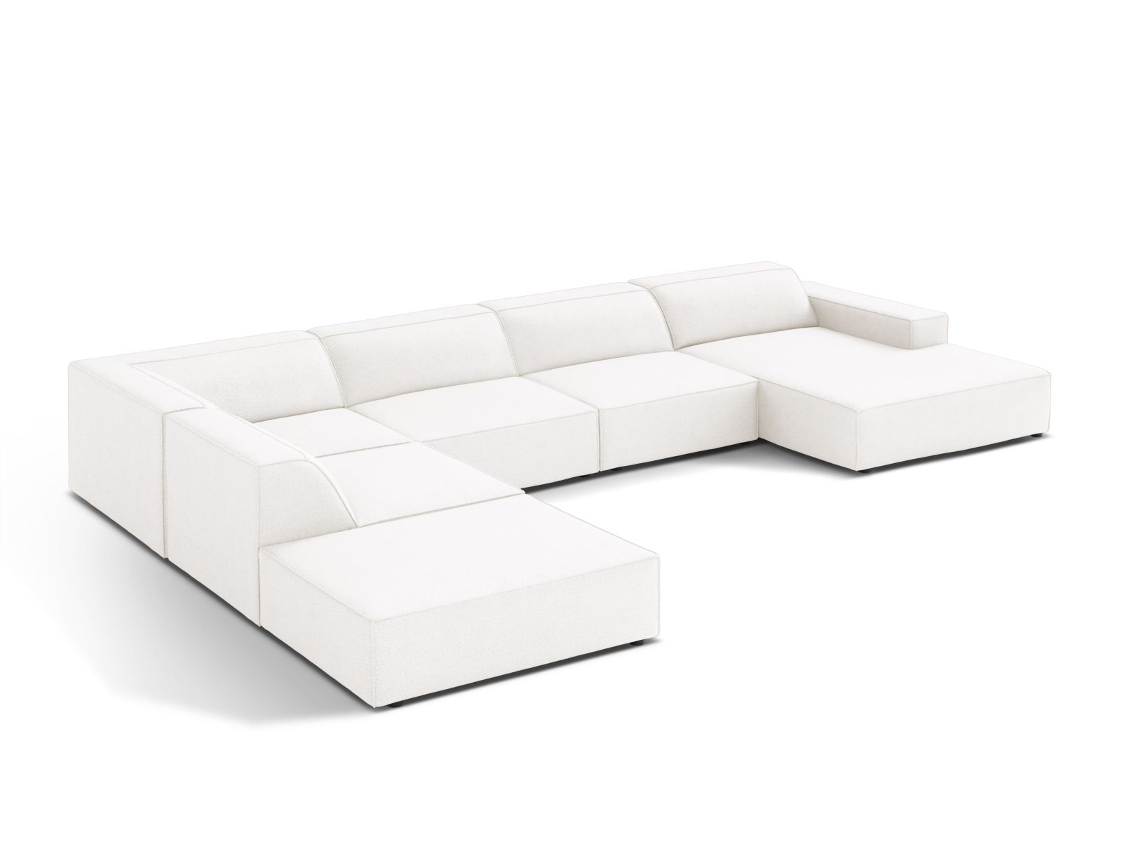 Boucle Modular Panoramic Left Corner Sofa, "Jodie", 7 Seats, 361x258x77