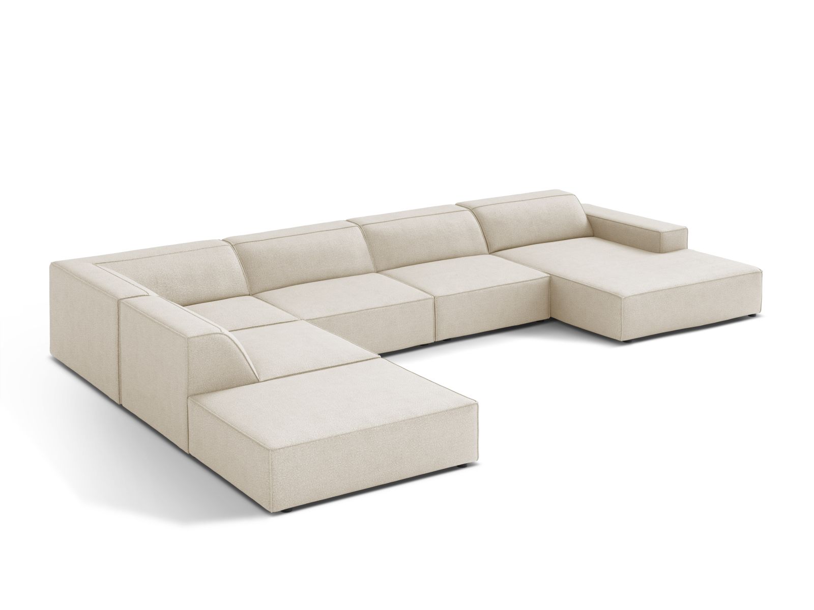 Boucle Modular Panoramic Left Corner Sofa, "Jodie", 7 Seats, 361x258x77