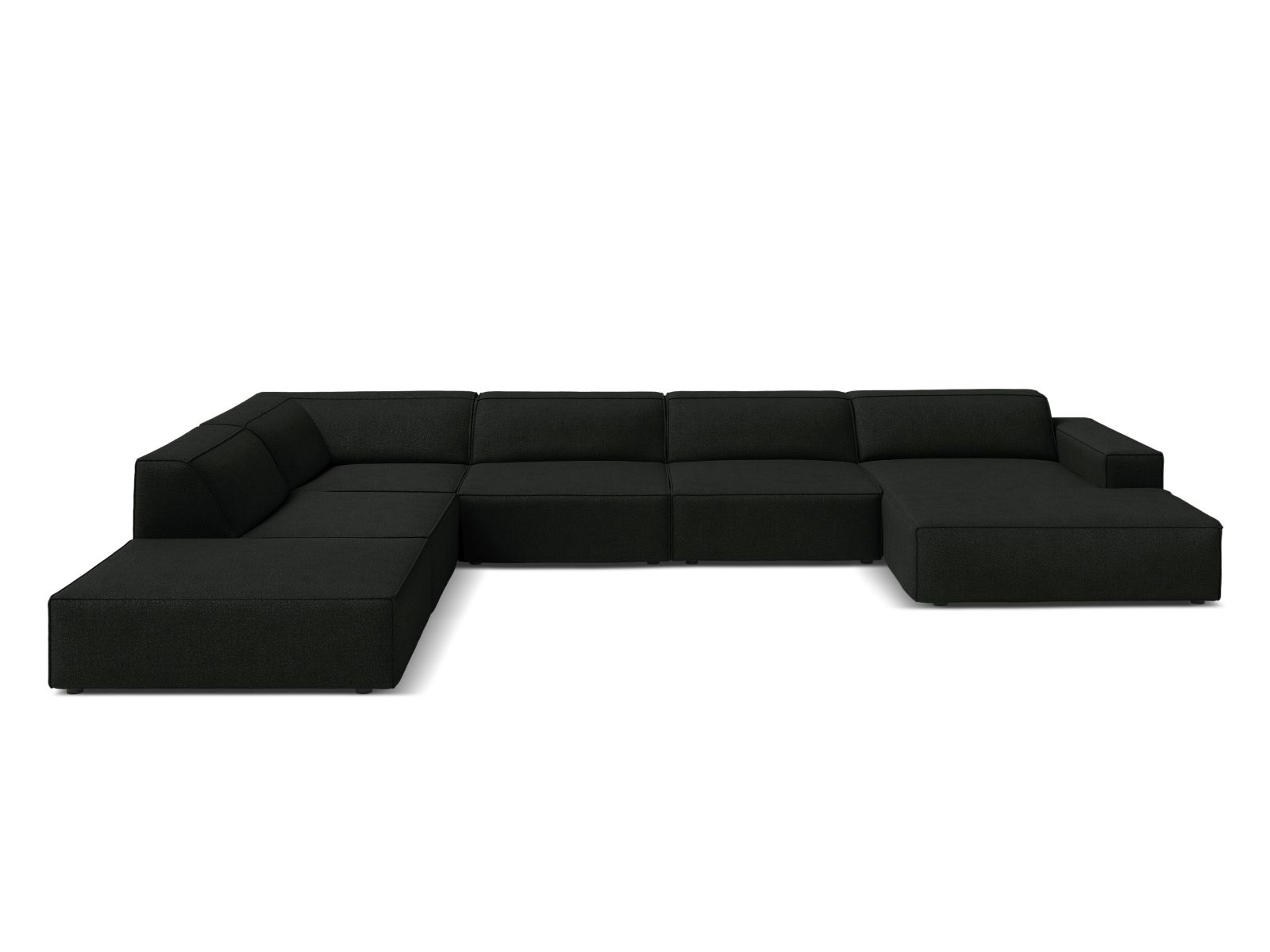 Boucle Modular Panoramic Left Corner Sofa, "Jodie", 7 Seats, 361x258x77