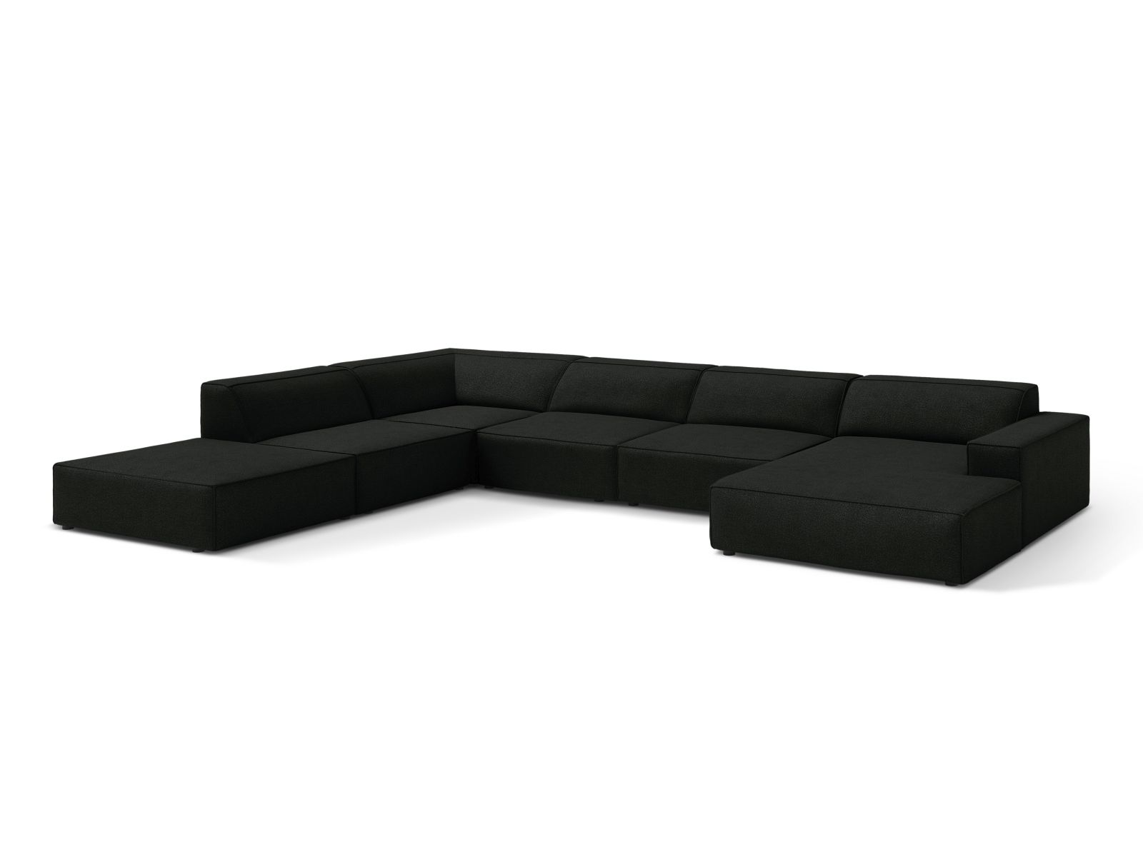 Boucle Modular Panoramic Left Corner Sofa, "Jodie", 7 Seats, 361x258x77