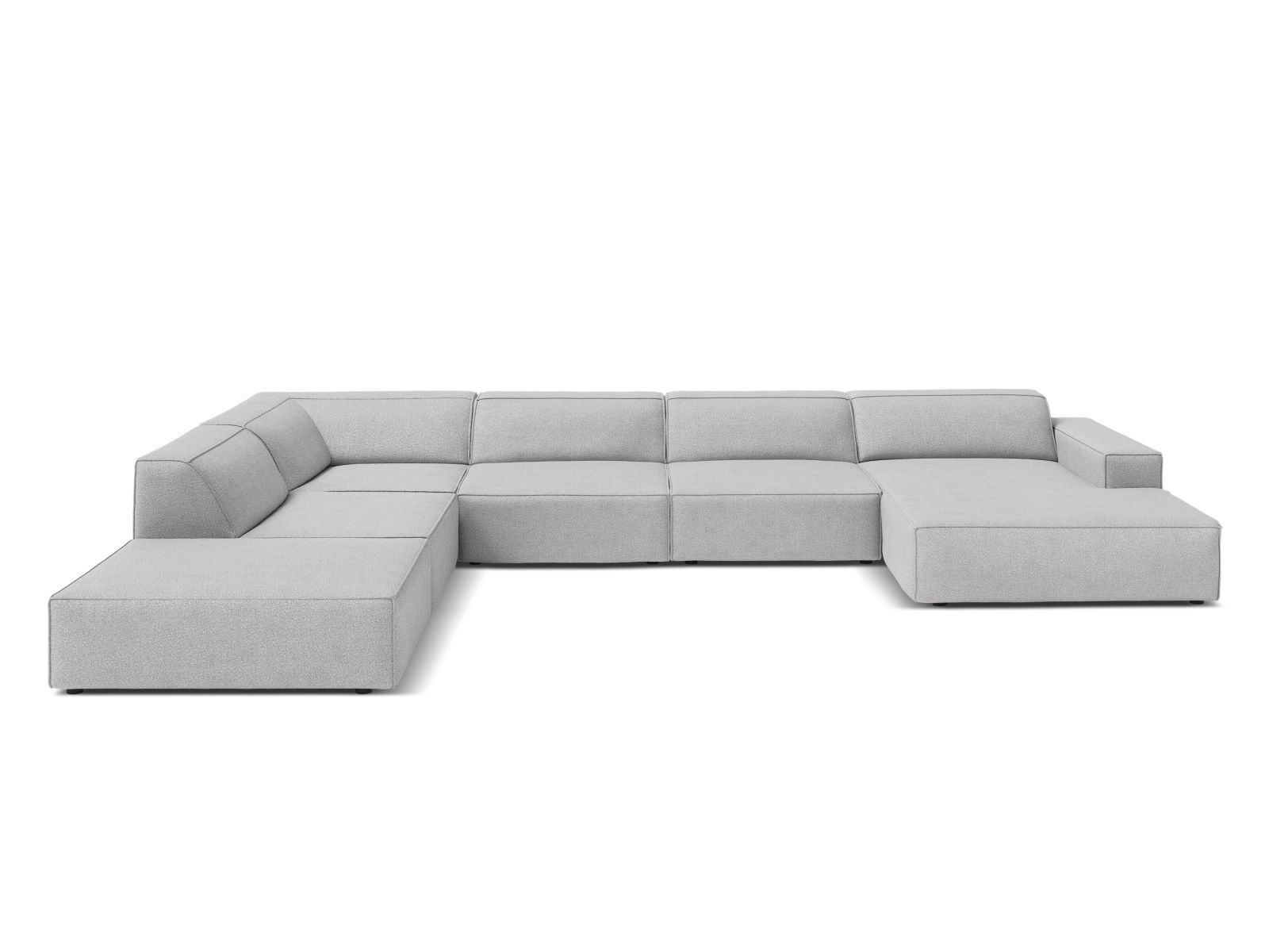 Boucle Modular Panoramic Left Corner Sofa, "Jodie", 7 Seats, 361x258x77