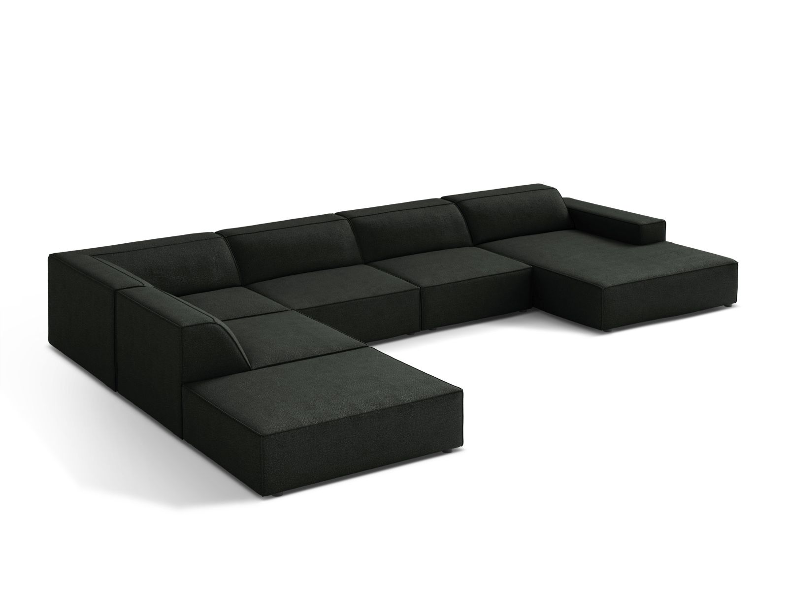 Boucle Modular Panoramic Left Corner Sofa, "Jodie", 7 Seats, 361x258x77