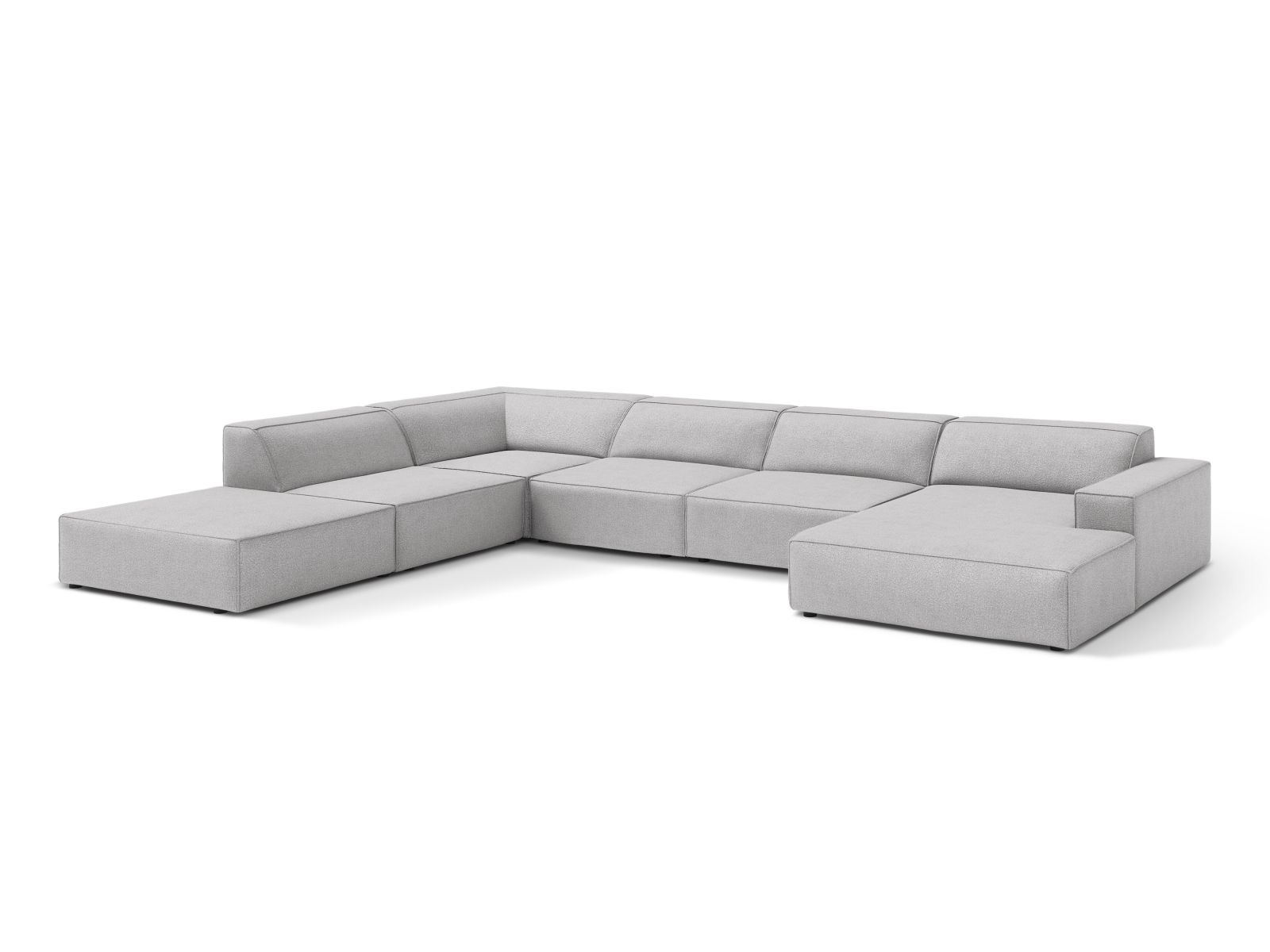 Boucle Modular Panoramic Left Corner Sofa, "Jodie", 7 Seats, 361x258x77