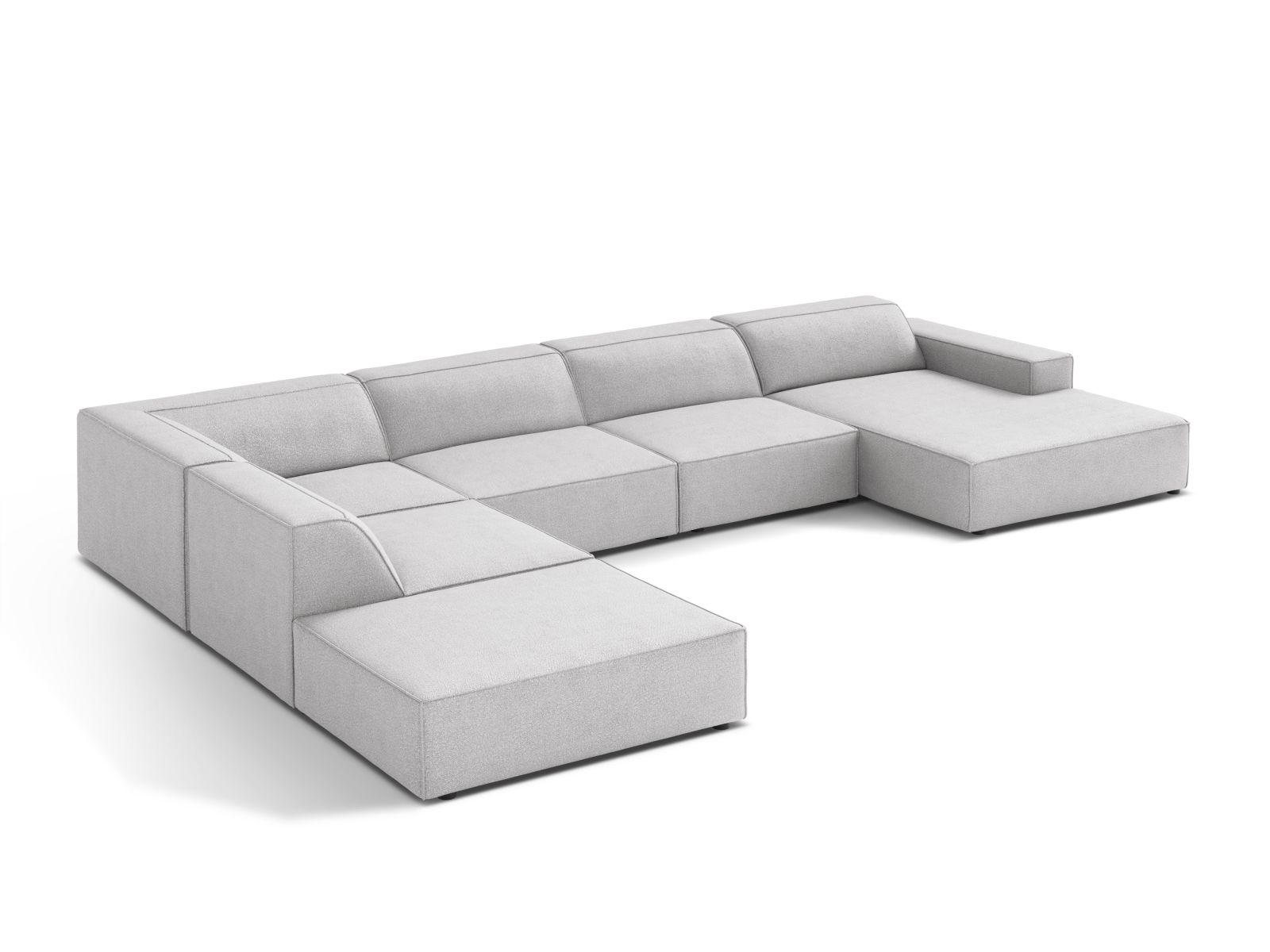 Boucle Modular Panoramic Left Corner Sofa, "Jodie", 7 Seats, 361x258x77