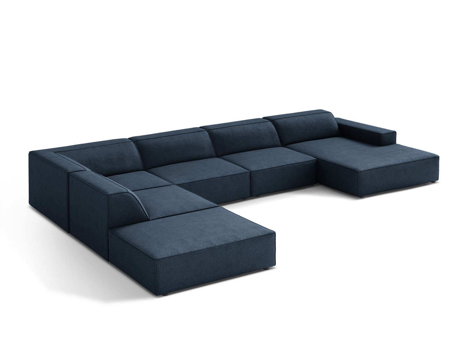 Boucle Modular Panoramic Left Corner Sofa, "Jodie", 7 Seats, 361x258x77