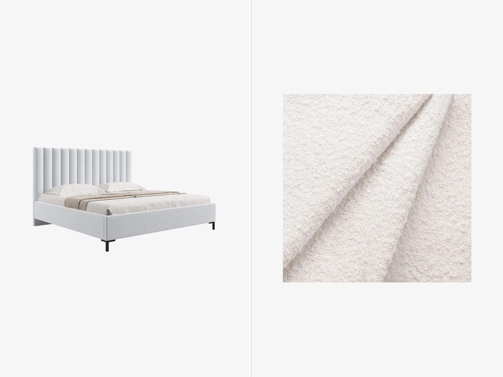 Boucle Storage Bed with Headboard, "Allison", 190x220x130