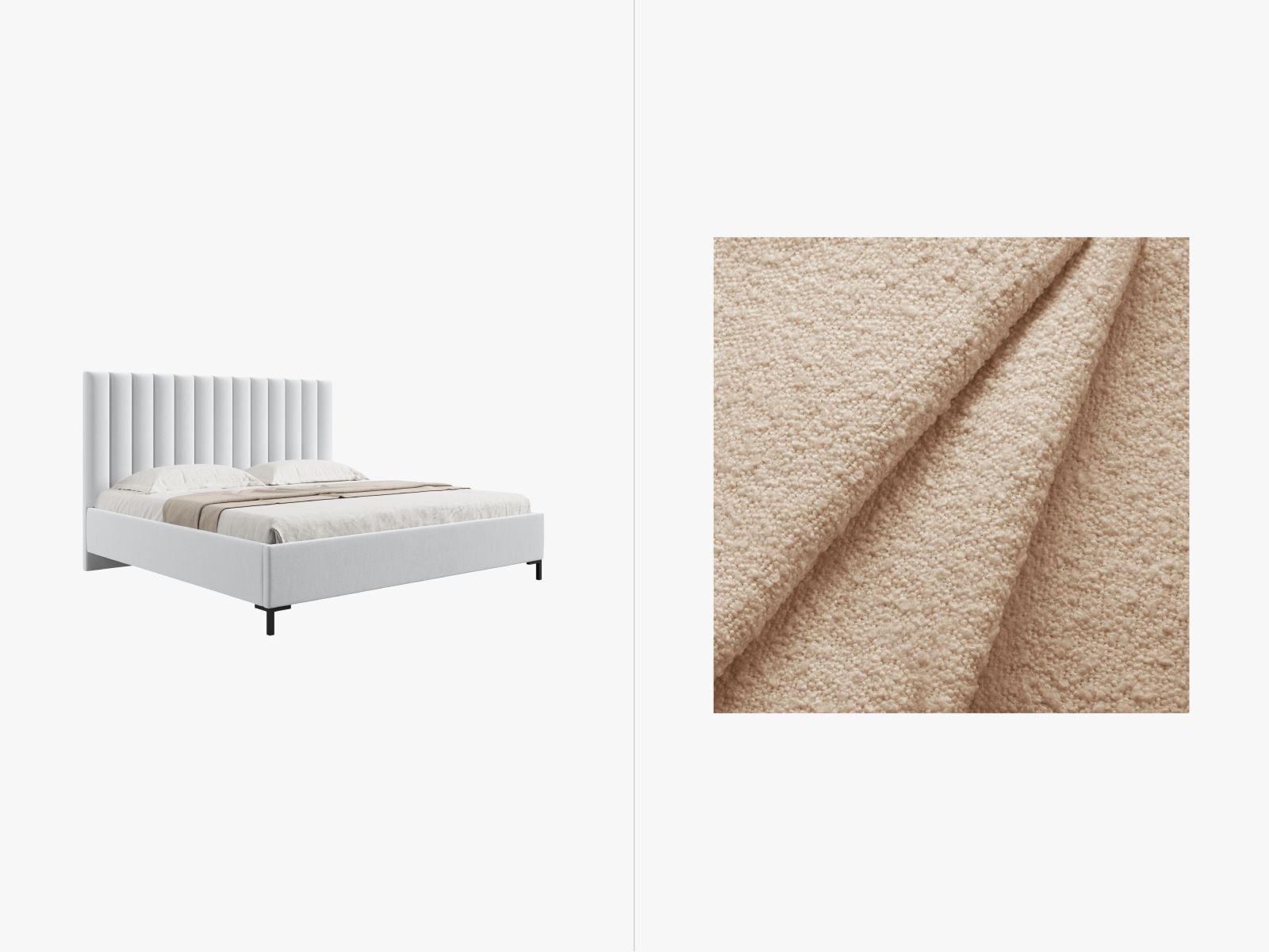 Boucle Storage Bed with Headboard, "Allison", 190x220x130