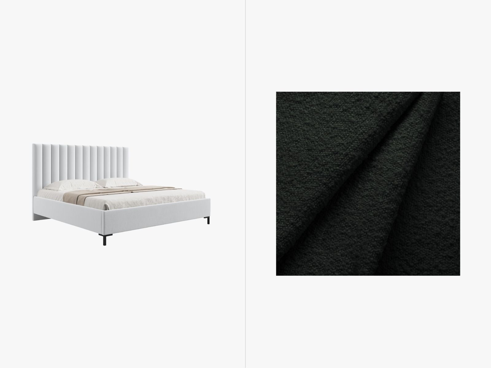 Boucle Storage Bed with Headboard, "Allison", 190x220x130
