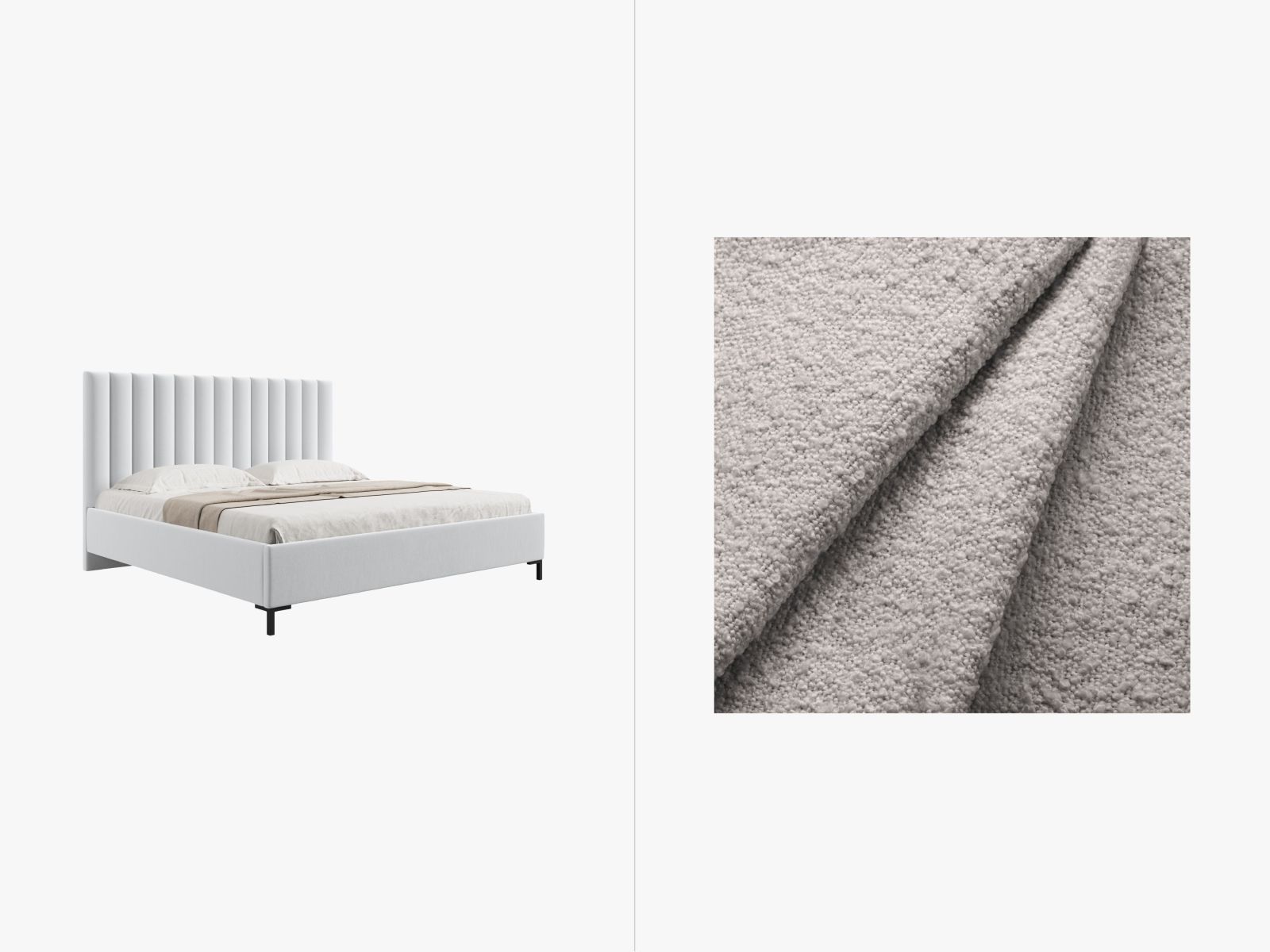 Boucle Storage Bed with Headboard, "Allison", 190x220x130